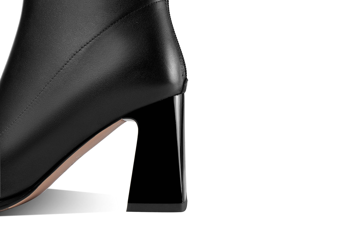 Nine Seven Women's Square Toe Genuine Leather Handmade Back Zipper High Chunky Heels Trendy Ankle Boots