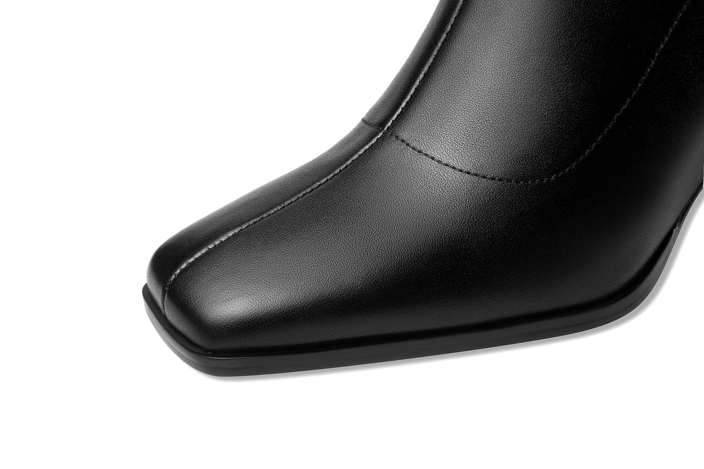 Nine Seven Women's Square Toe Genuine Leather Handmade Back Zipper High Chunky Heels Trendy Ankle Boots