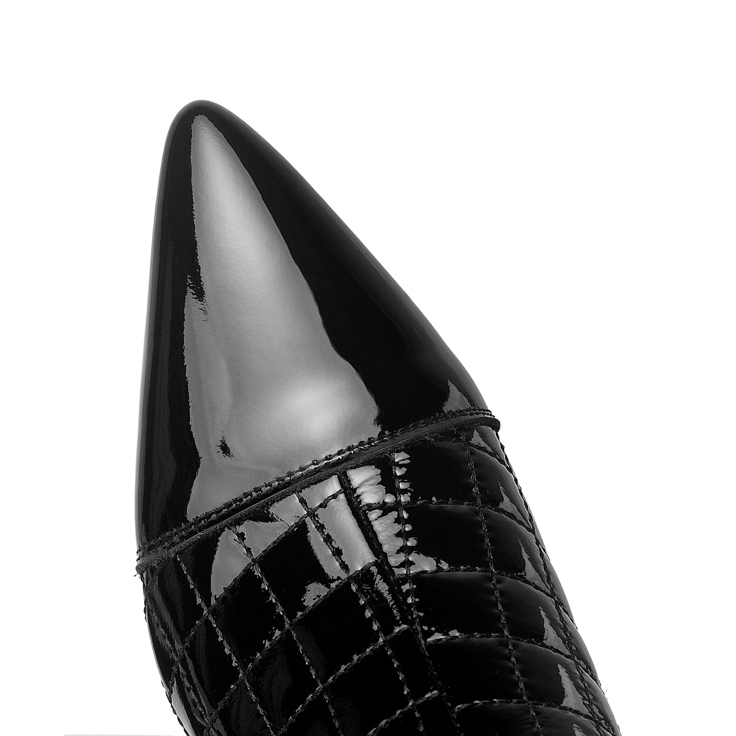 Nine Seven Women's Genuine Leather Pointed Toe Handmade Plaid Stylish Kitten Heel Back Zipper Bootie