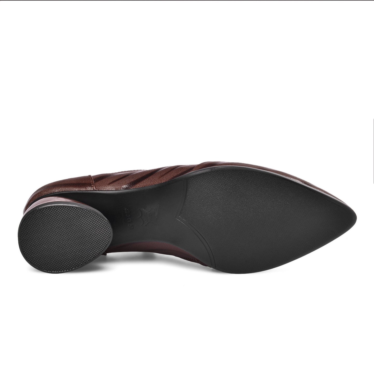 Nine Seven Women's Printed Genuine Leather Handmade Pointed Toe Side Zipper Casual Pumps Shoes with Low Heels