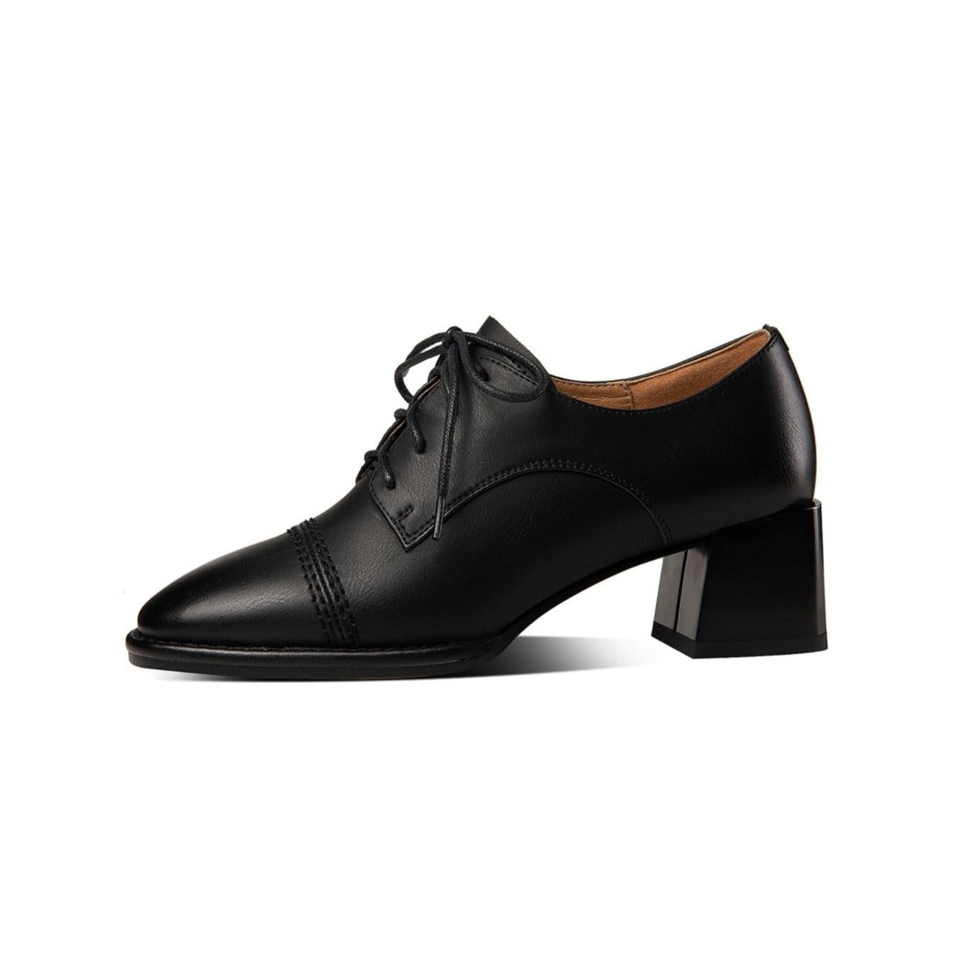 Nine Seven Women's Genuine Leather Handmade Block Heel Lace Up Oxford Pumps