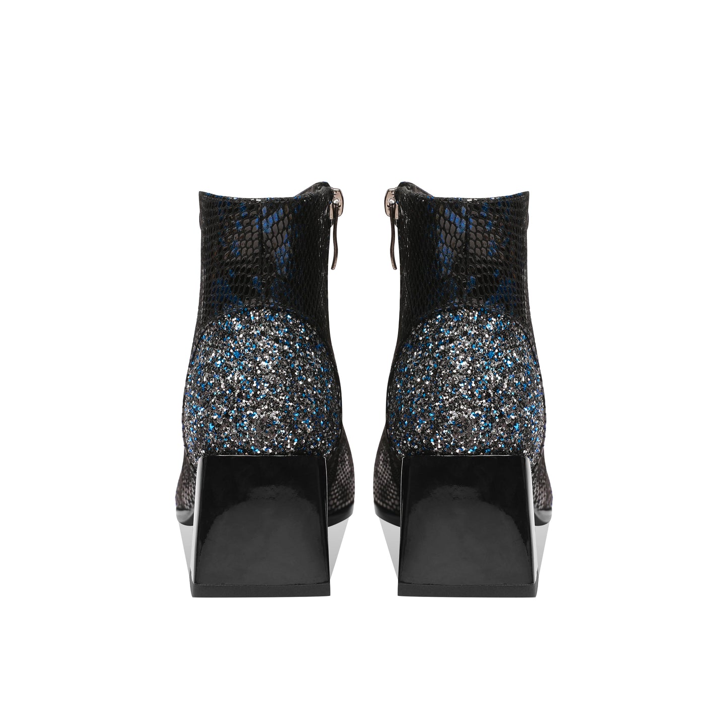 Nine Seven Women's Handmade Leather Assorted Color Side Zip Up Spool Heel Mesh Hollow Bowktie Ankle Boots