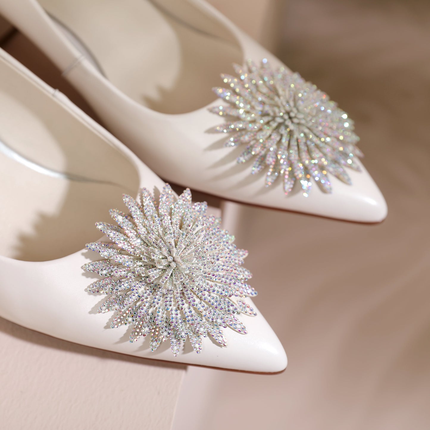 Nine Seven Women's Pointed Toe Genuine/Suede Leather Handmade Rhinestone Floral Decor Low Chunky Heel Pumps Shoes