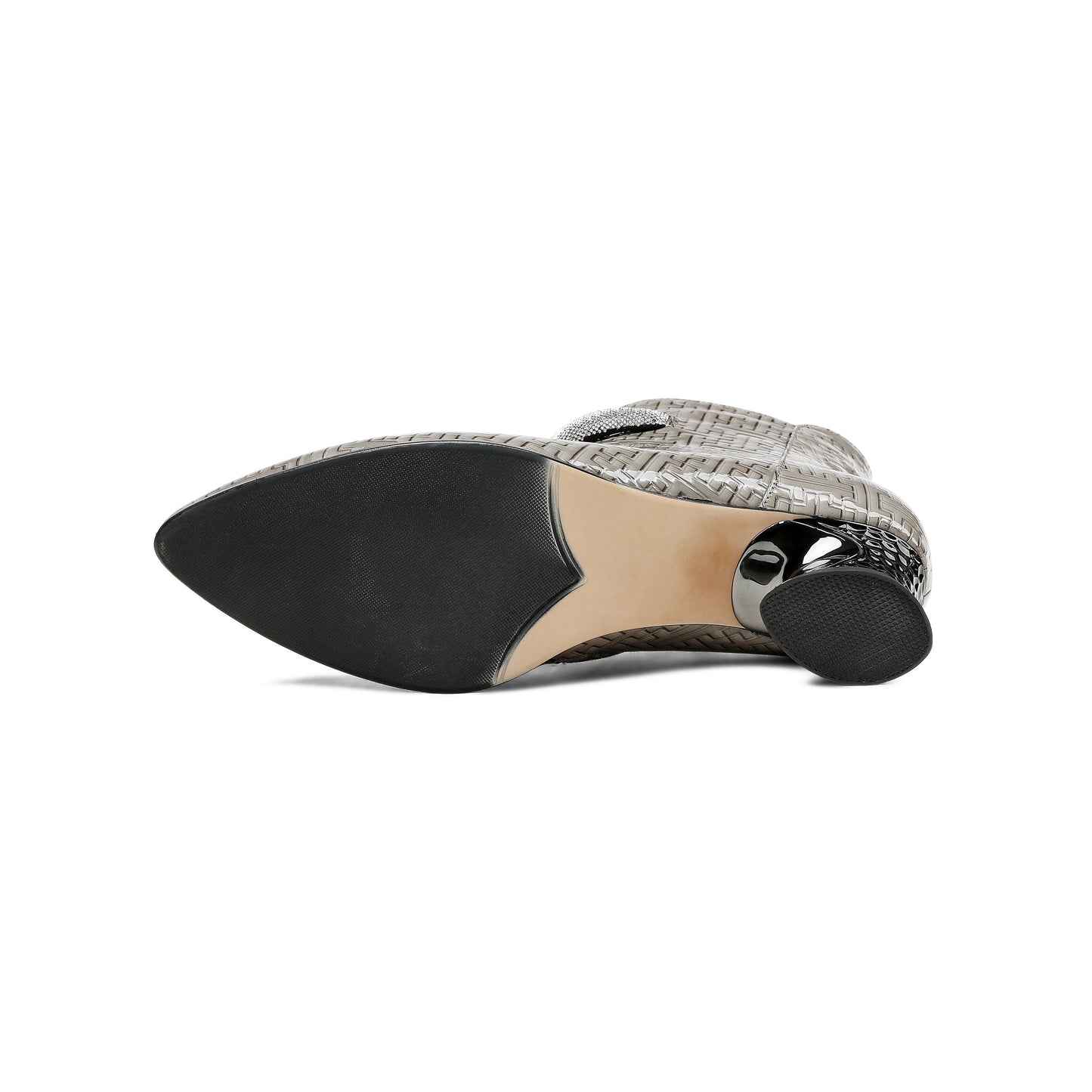 Nine Seven Women's Pointed Toe Glossy Patent Leather Handmade Zipper Low Chunky Heels Casual Ankle Boots