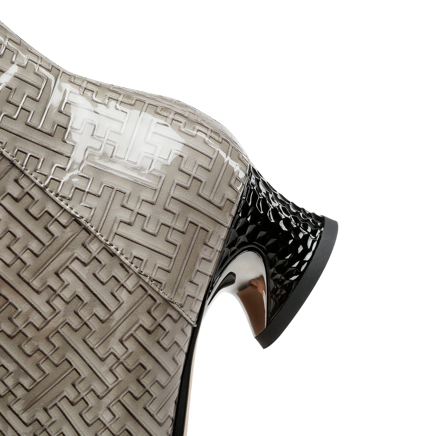 Nine Seven Women's Pointed Toe Glossy Patent Leather Handmade Zipper Low Chunky Heels Casual Ankle Boots