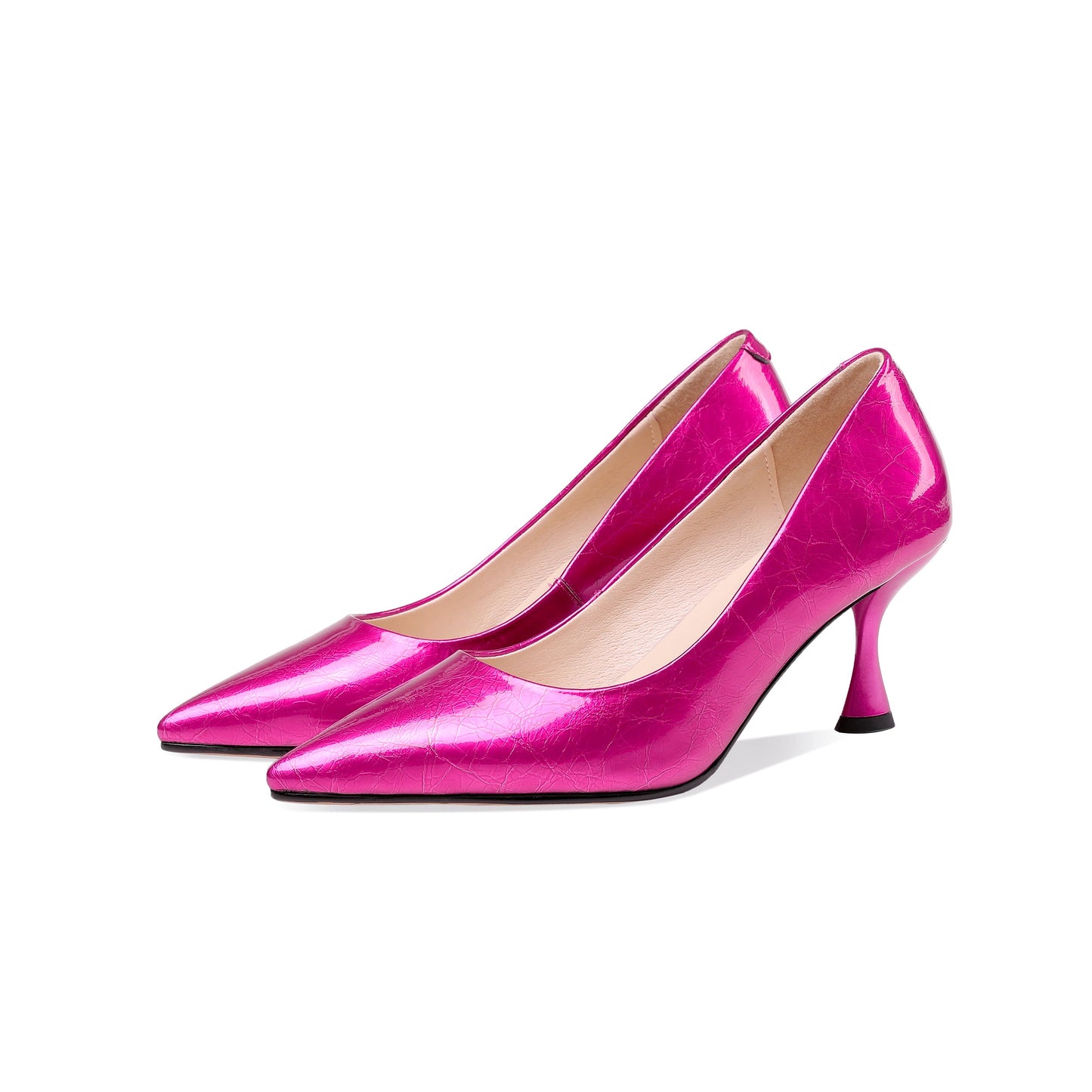 Nine Seven Women's Handmade Glossy Patent Leather Sexy Kitten Heel Pointed Toe Glitter Elegant Pumps