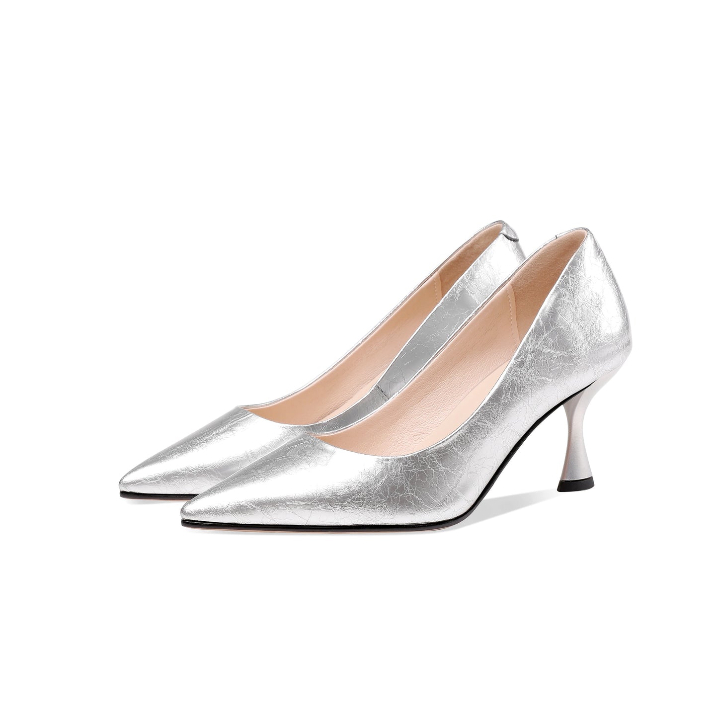 Nine Seven Women's Handmade Glossy Patent Leather Sexy Kitten Heel Pointed Toe Glitter Elegant Pumps