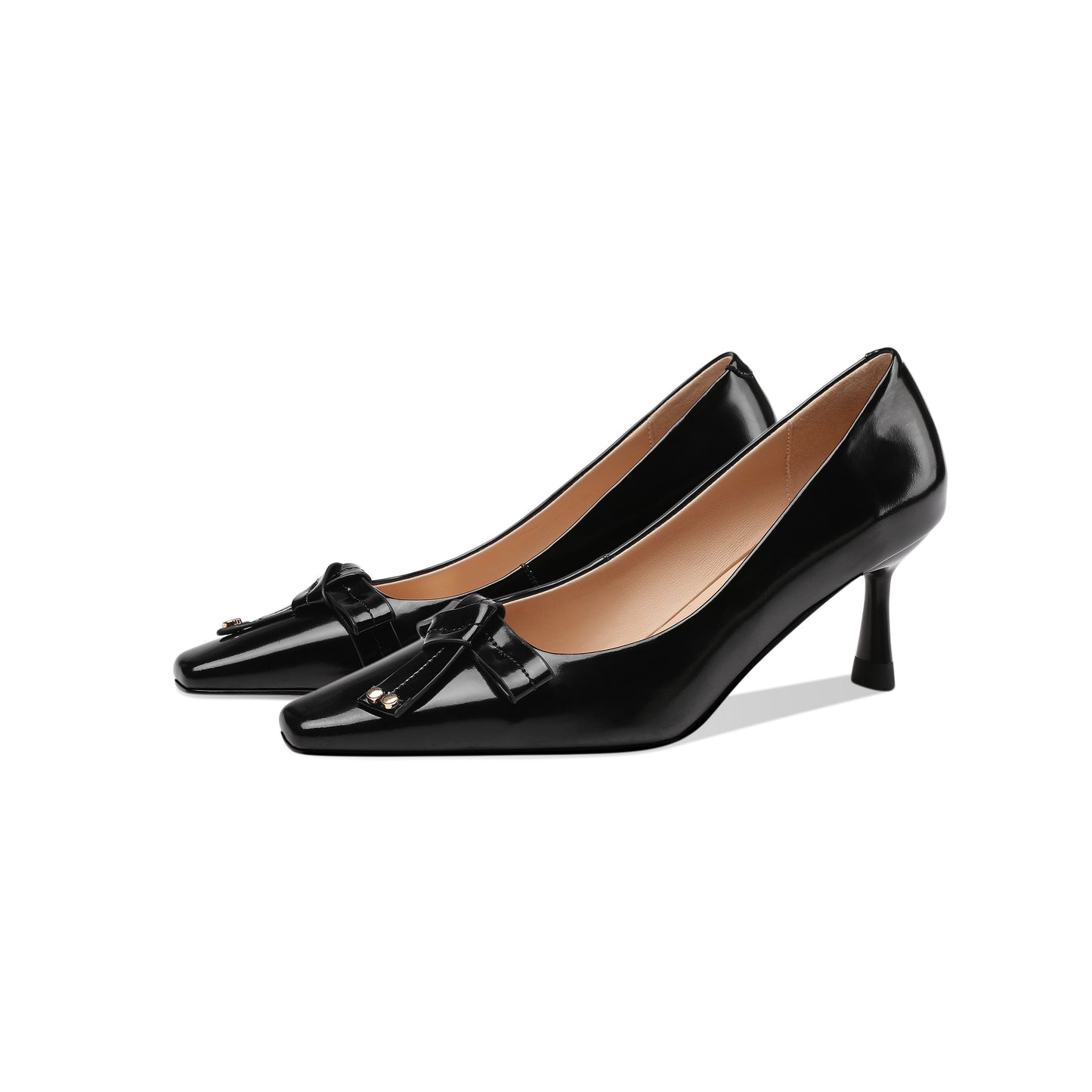 Nine Seven Women's Handmade Glossy Leather Bowknot Decor Sexy Stiletto Heel Dress Pumps