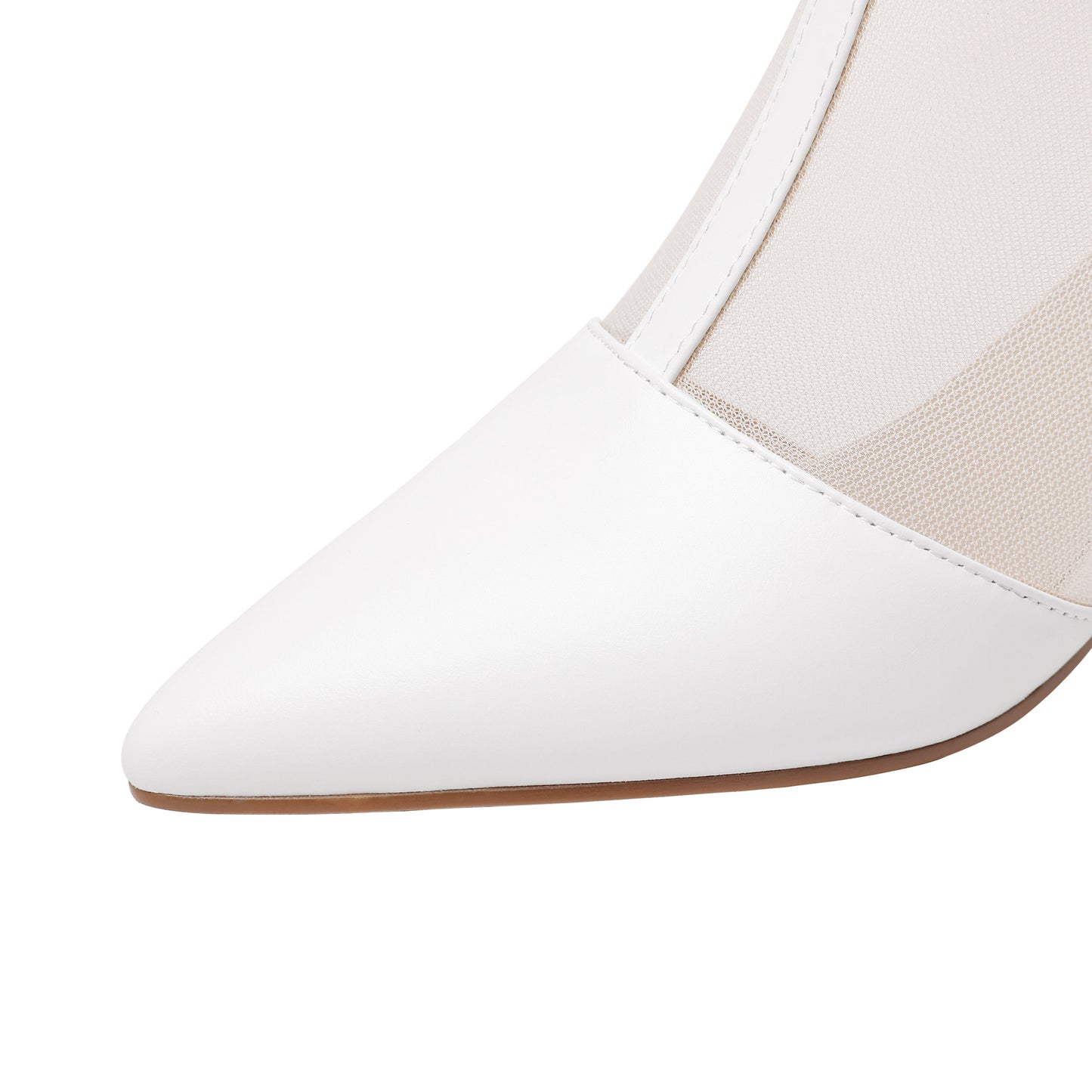 Nine Seven Women's Genuine Leather and Mesh Handmade Spool Heel Zip Up Crystal Decor Stylish Ankle Boots