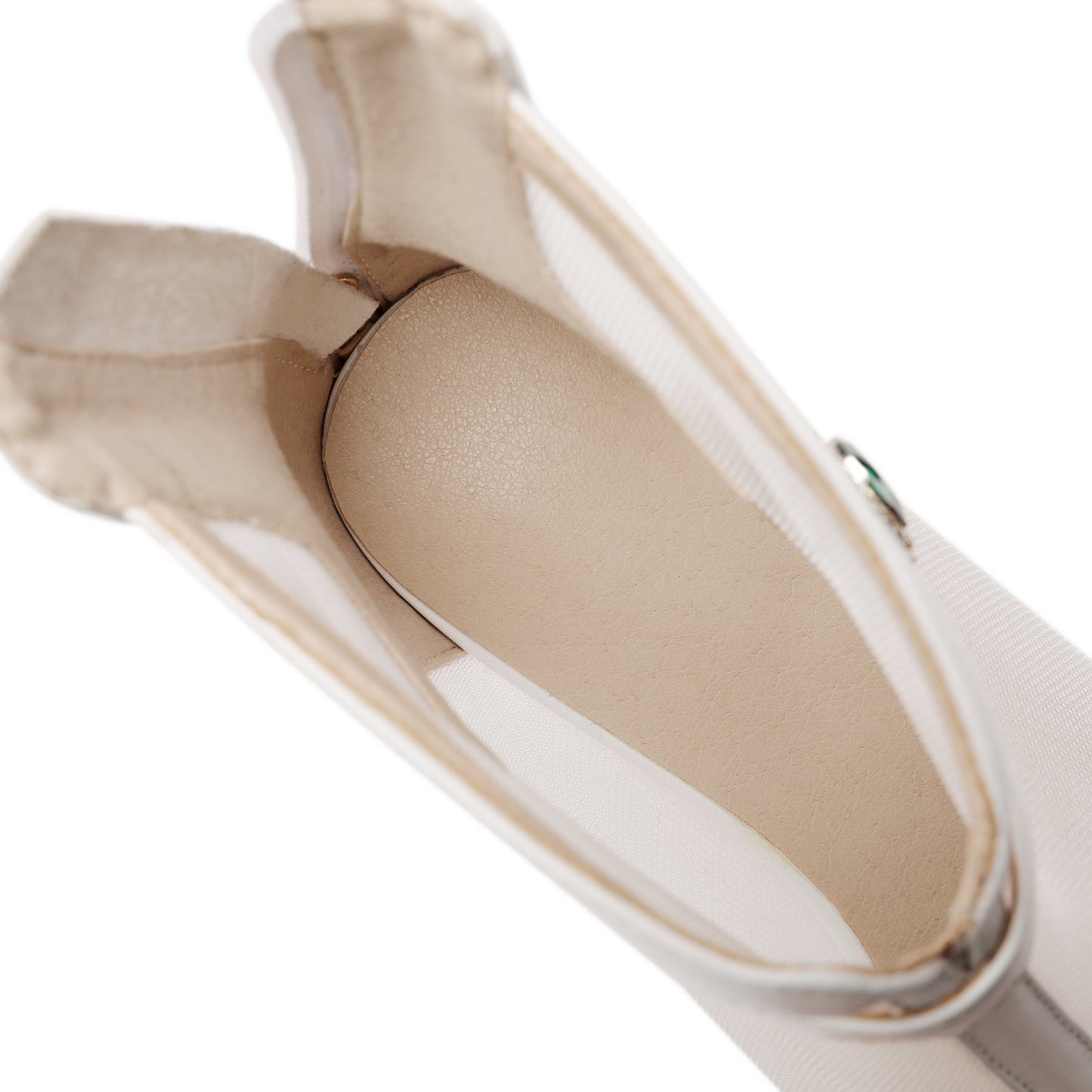 Nine Seven Women's Genuine Leather and Mesh Handmade Spool Heel Zip Up Crystal Decor Stylish Ankle Boots