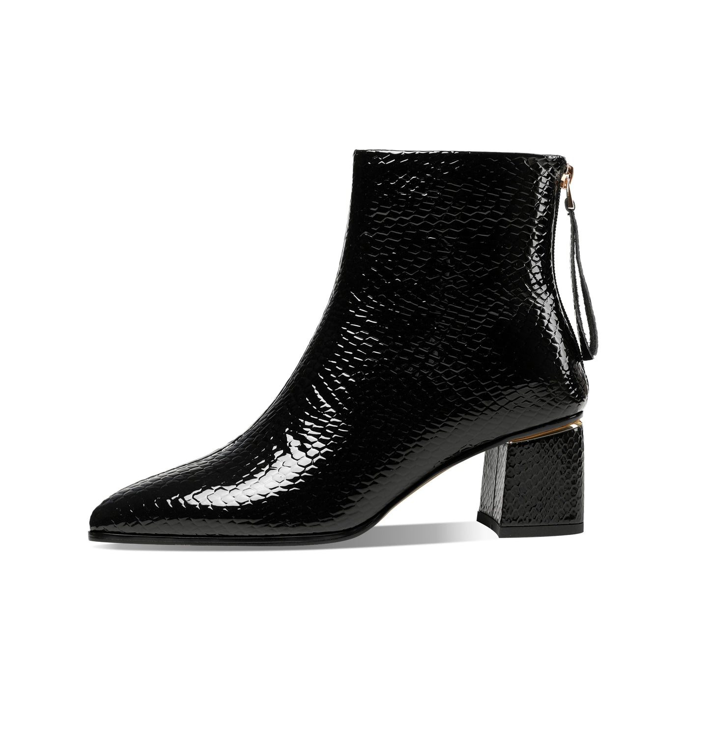 Nine Seven Women's Genuine Leather Handmade Pointed Toe Modern Zip Up Mid Chunky Heel Classic Ankle Boots