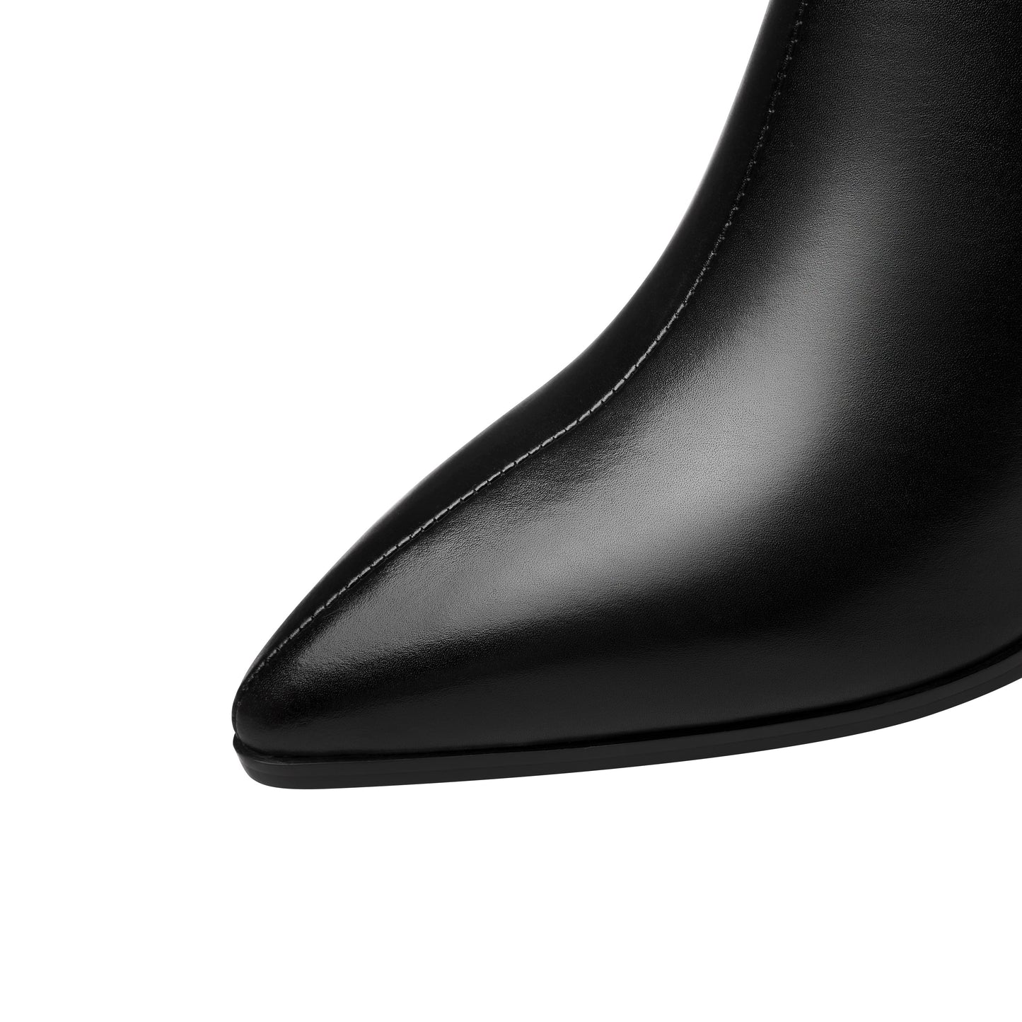 Nine Seven Handmade Women's Genuine Leather Spool Heel Side Zip Up Black Mid-Calf Boots with Fur And Chic Belt