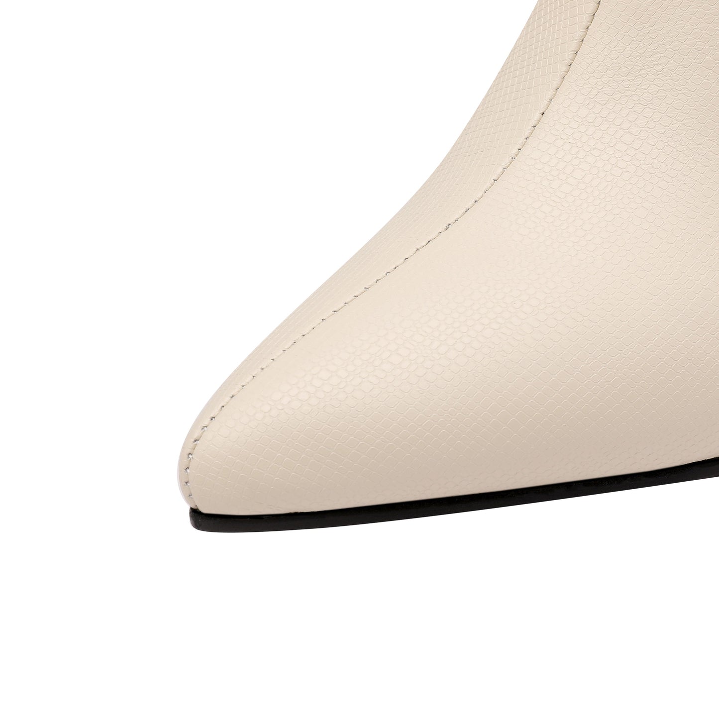 Nine Seven Women's Handmade Genuine Leather Clear Pointed Toe Crystal Chunky Heel Back Zip Up Graceful Ankle Boots