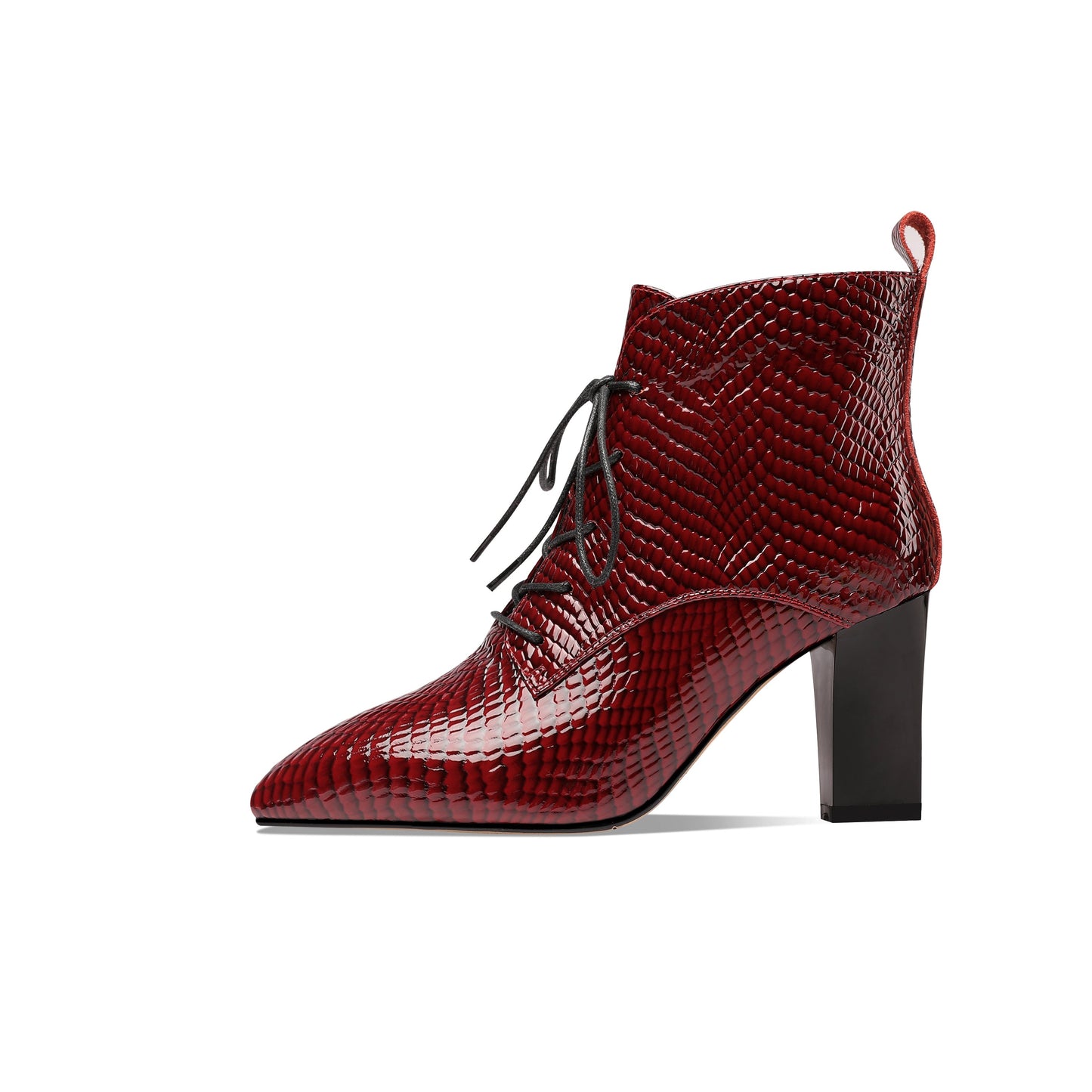 Nine Seven Women's Genuine Leather Handmade Pointed Toe Chunky Heel Lace Up Stylish Ankle Boots