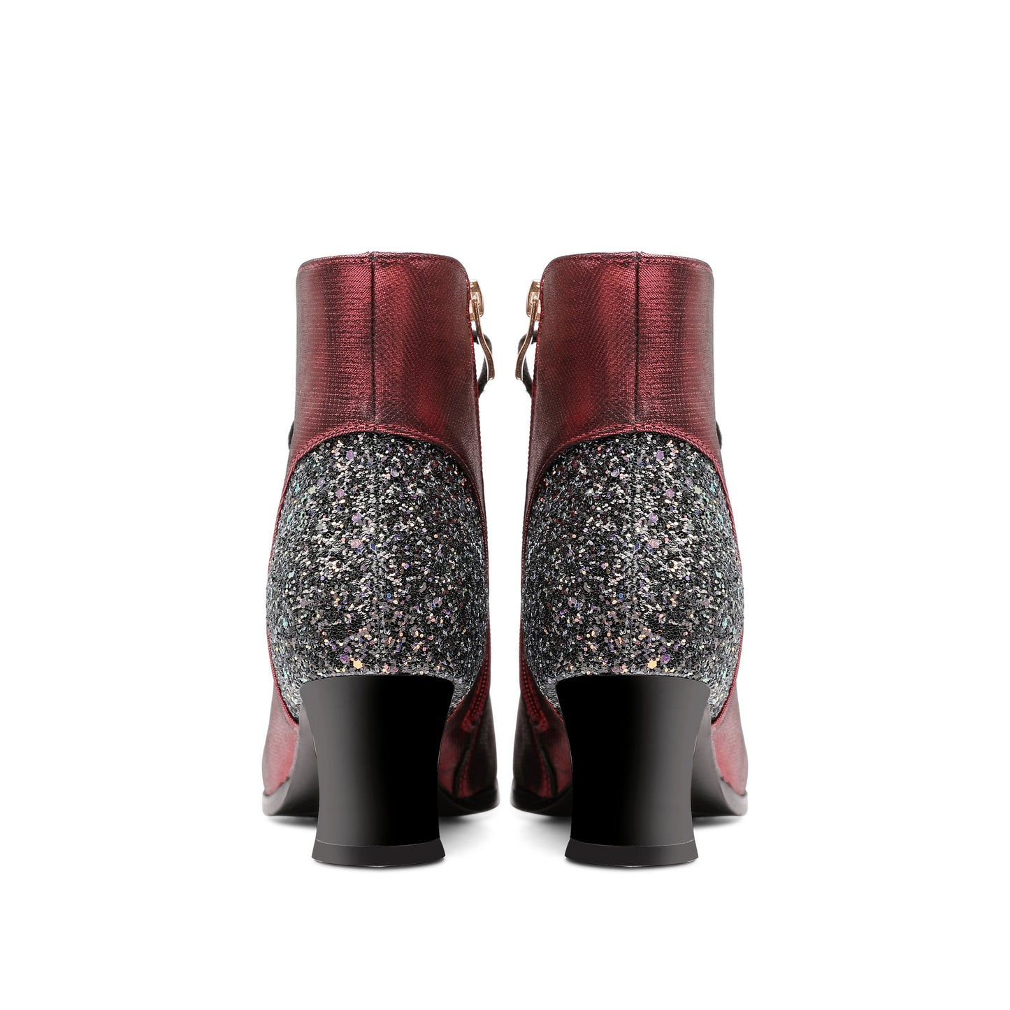 Nine Seven Women's Leather Handmade Pointed Toe Spool Heel Side Zip Up Assorted Color Ankle Boots with Selftie