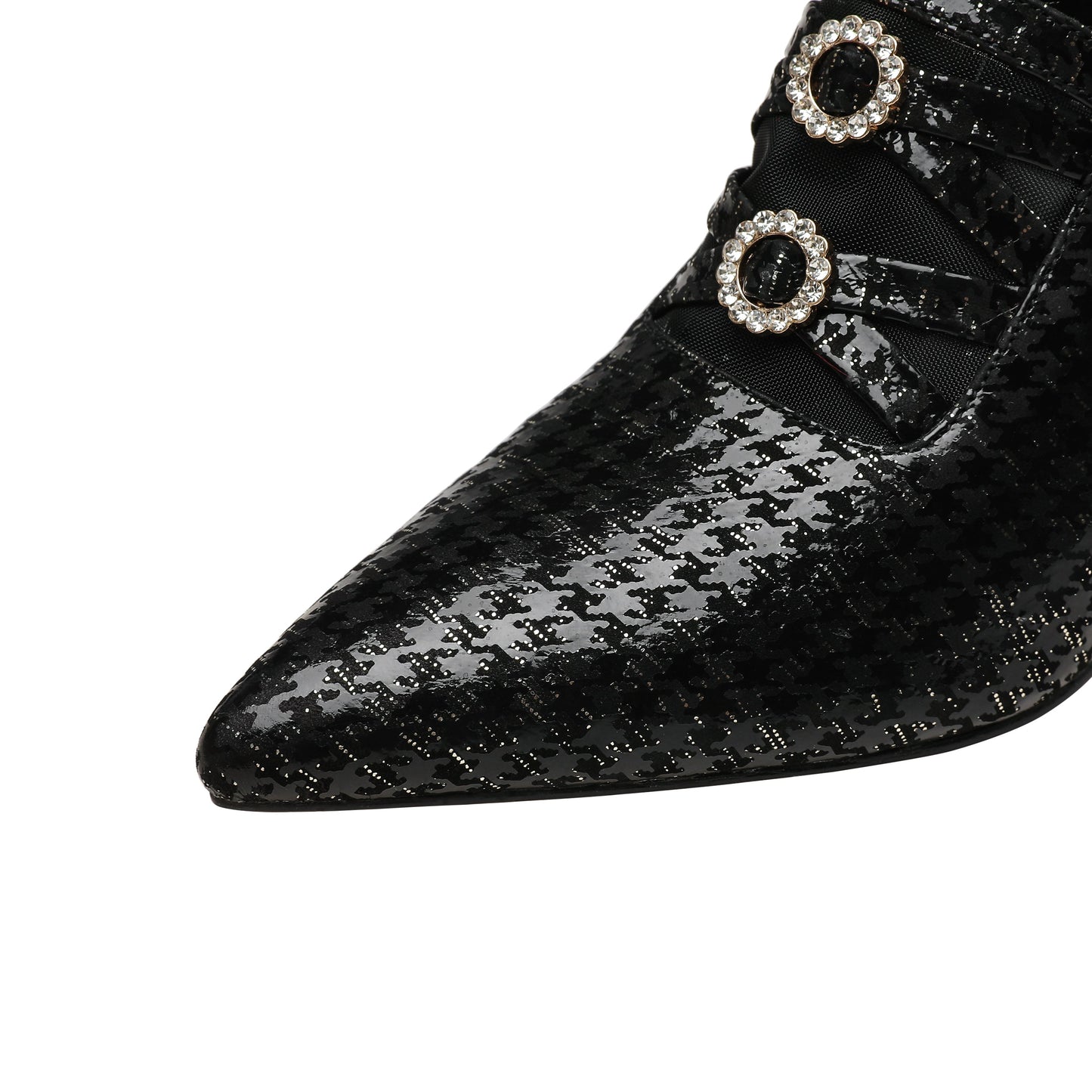 Nine Seven Women's Pointed Toe Genuine Leather Handmade Side Zipper Mid Chunky Heels Elegant Pumps Shoes