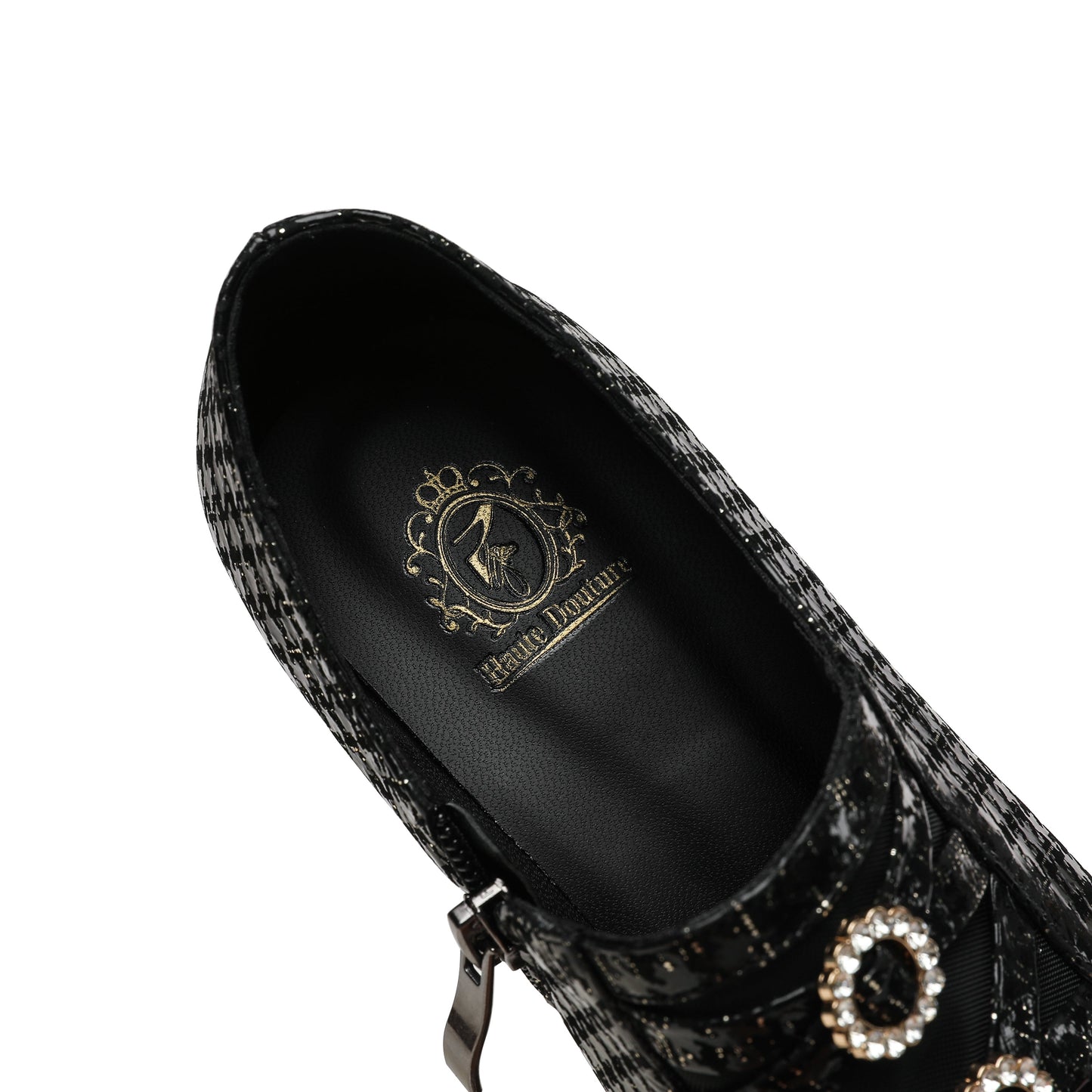 Nine Seven Women's Pointed Toe Genuine Leather Handmade Side Zipper Mid Chunky Heels Elegant Pumps Shoes