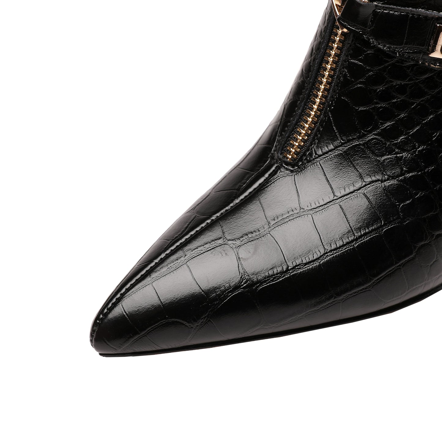 Nine Seven Genuine Leather Women's Handmade Pointed Toe Front Zipper Checkered Oxford Pumps