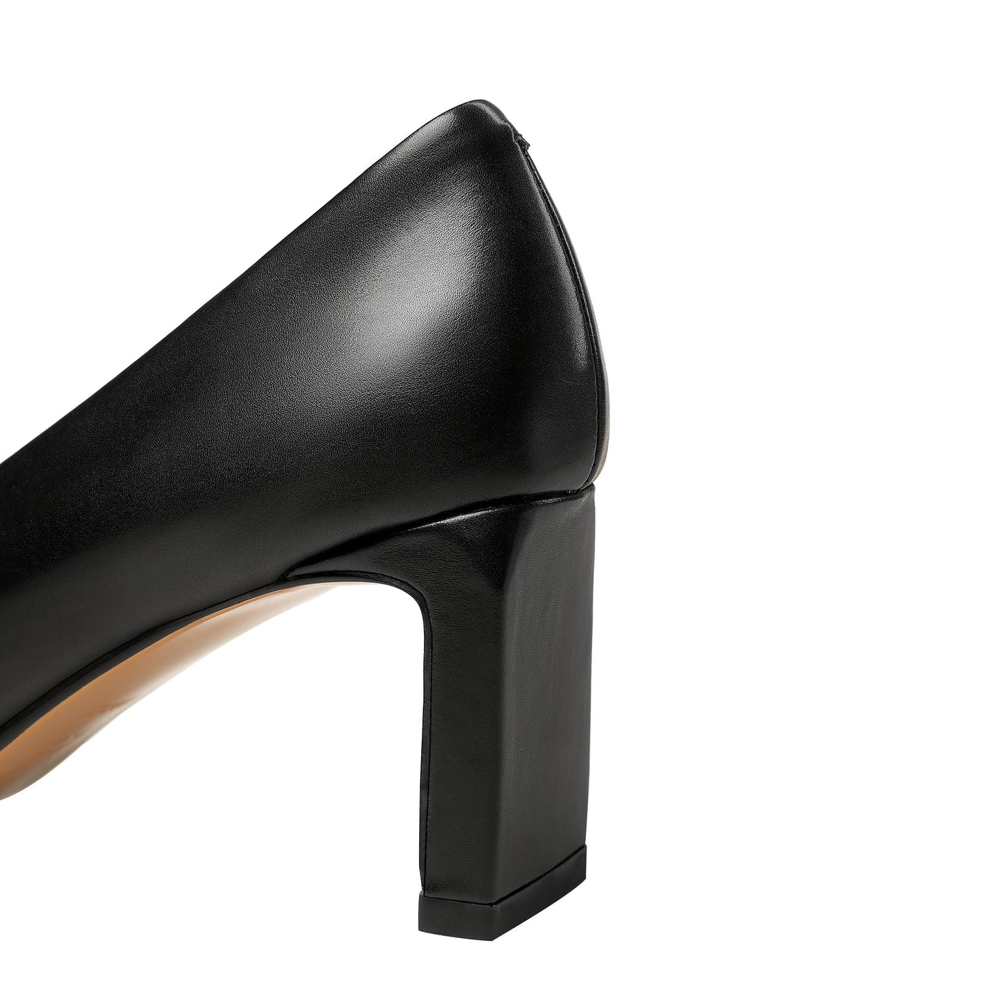 Nine Seven Women's Genuine Leather Pointed Toe Handmade Mid Block Heel Slip On Elegent Pumps Shoes with Buckle