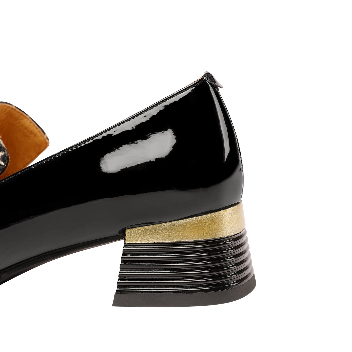 Nine Seven Women's Handmade Square Toe Low Chunky Heels Stylish Patent Leather Loafers Shoes with Bowknot