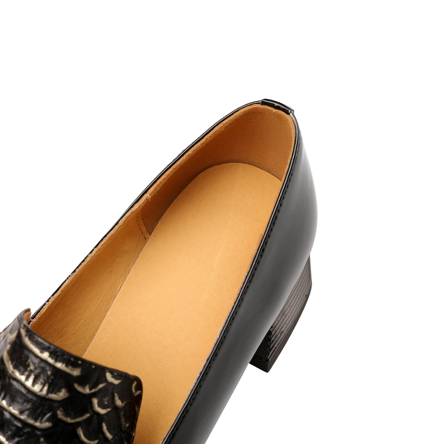 Nine Seven Women's Handmade Square Toe Low Chunky Heels Stylish Patent Leather Loafers Shoes with Bowknot