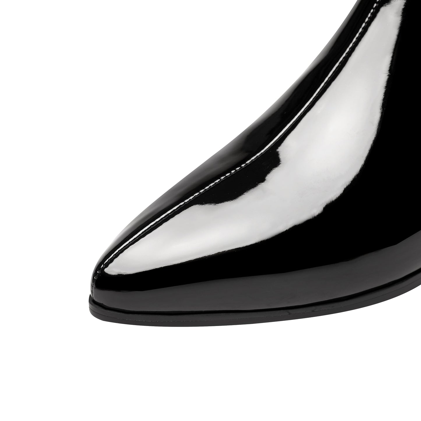 Nine Seven Women's Handmade Glossy Patent Leather Side Zip Up Block Heel Mesh Hollow Bowknot Design Ankle Booties