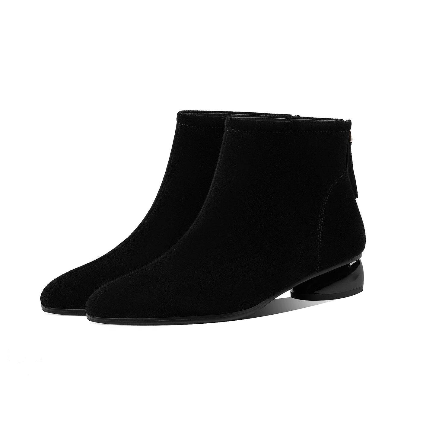 Nine Seven Women's Round Toe Suede Leather Handmade Back Zipper Casual Flat Ankle Boots