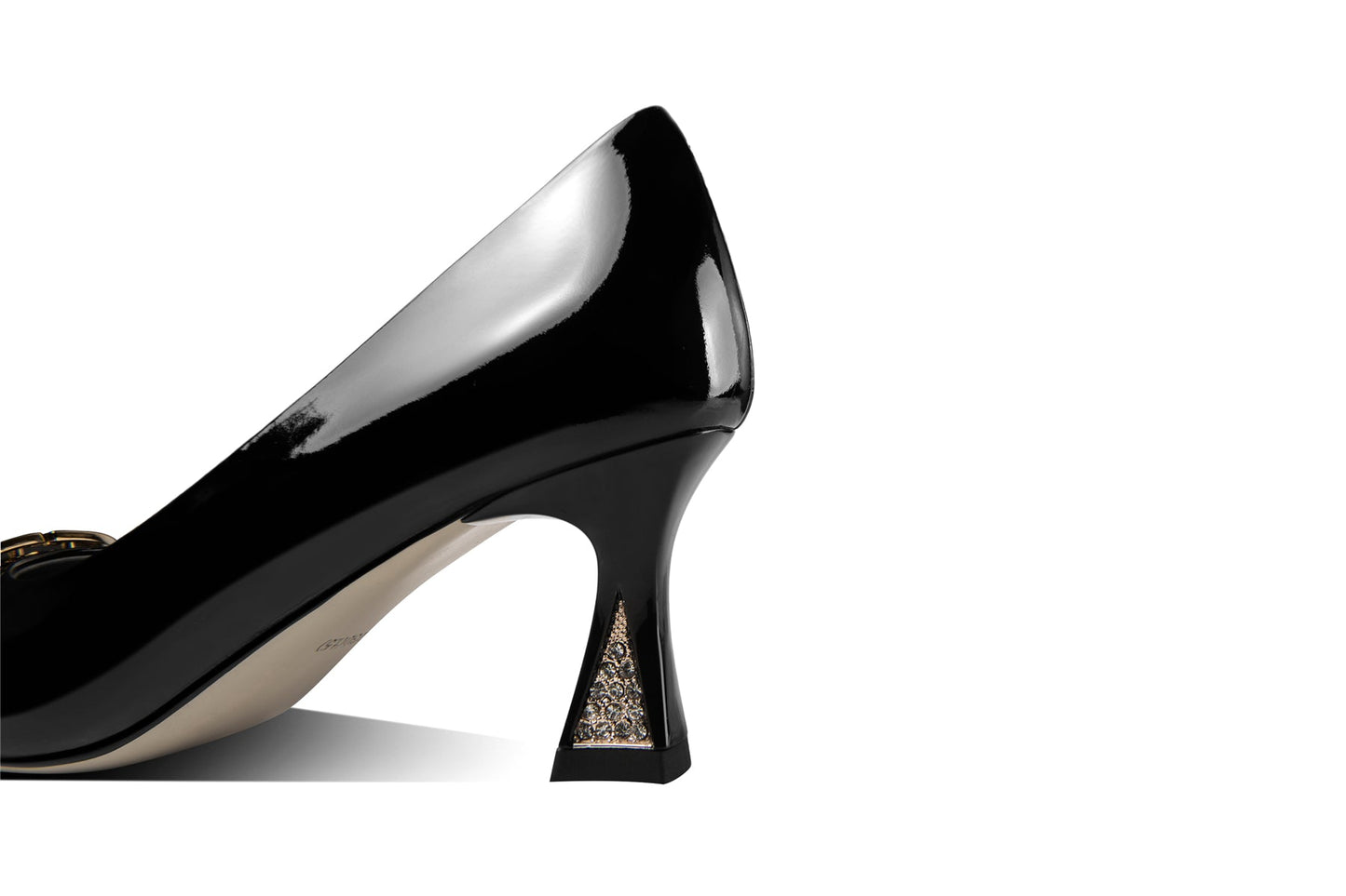 Nine Seven Glossy Patent Leather Women's Handmade Spool Heel Pointed Toe Pumps with Metal Heart