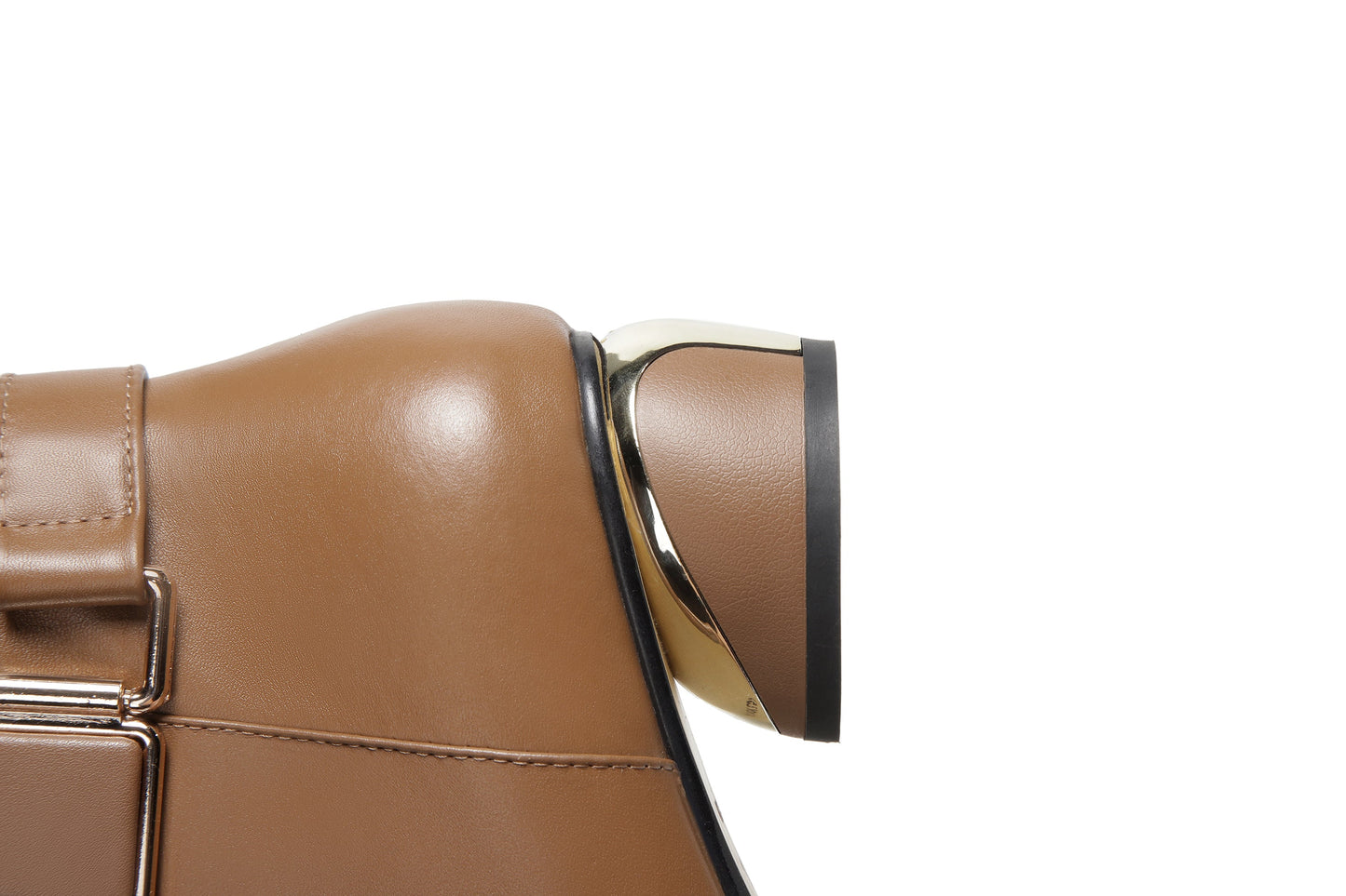 Nine Seven Women's Pointed Toe Genuine Leather Handmade Buckle Low Chunky Heels Side Zip Up Stylish Ankle Boots