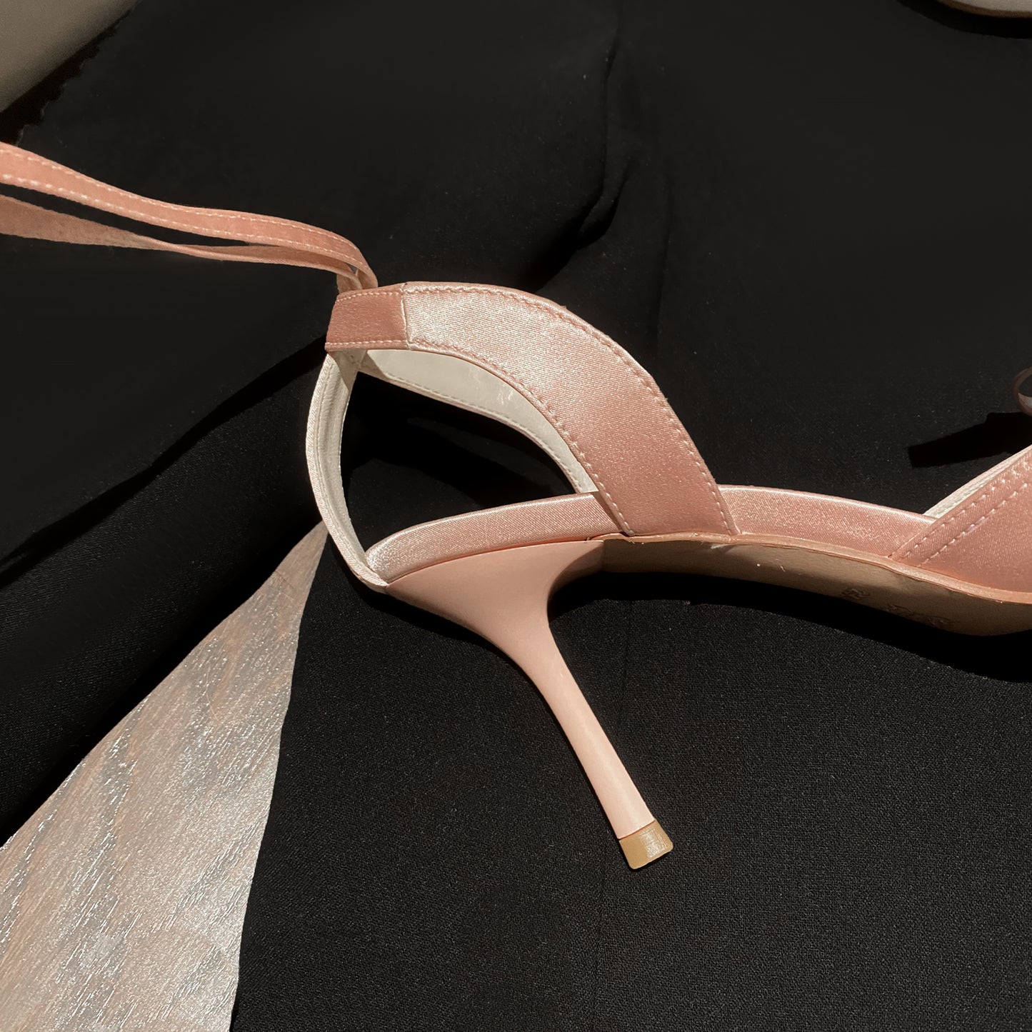 Nine Seven Lace Up Satin Handmade Women's Pointed Toe Spool Heel Calf Band Weeding Pumps Shoes