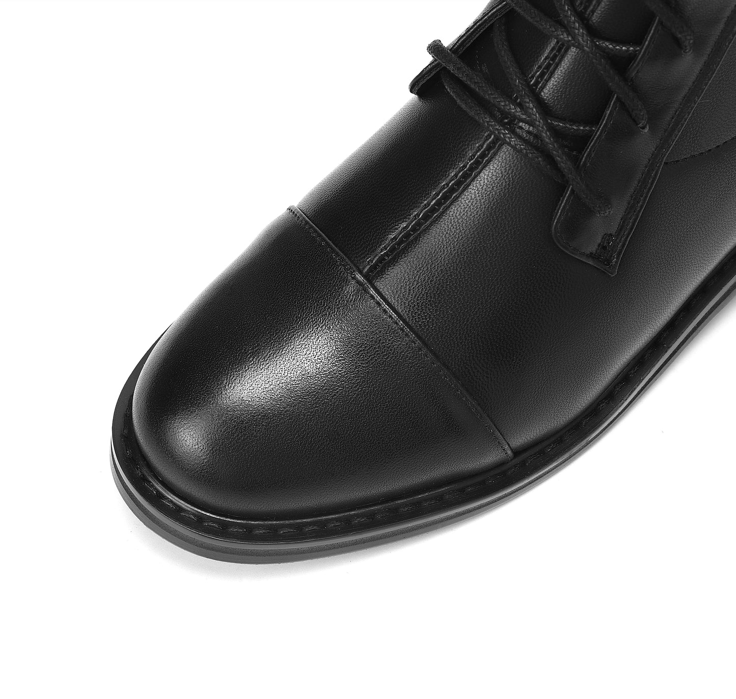 Nine Seven Women's Round Toe Genuine Leather Handmade Selftie Low Chunky Heel Cool Knee High Boots