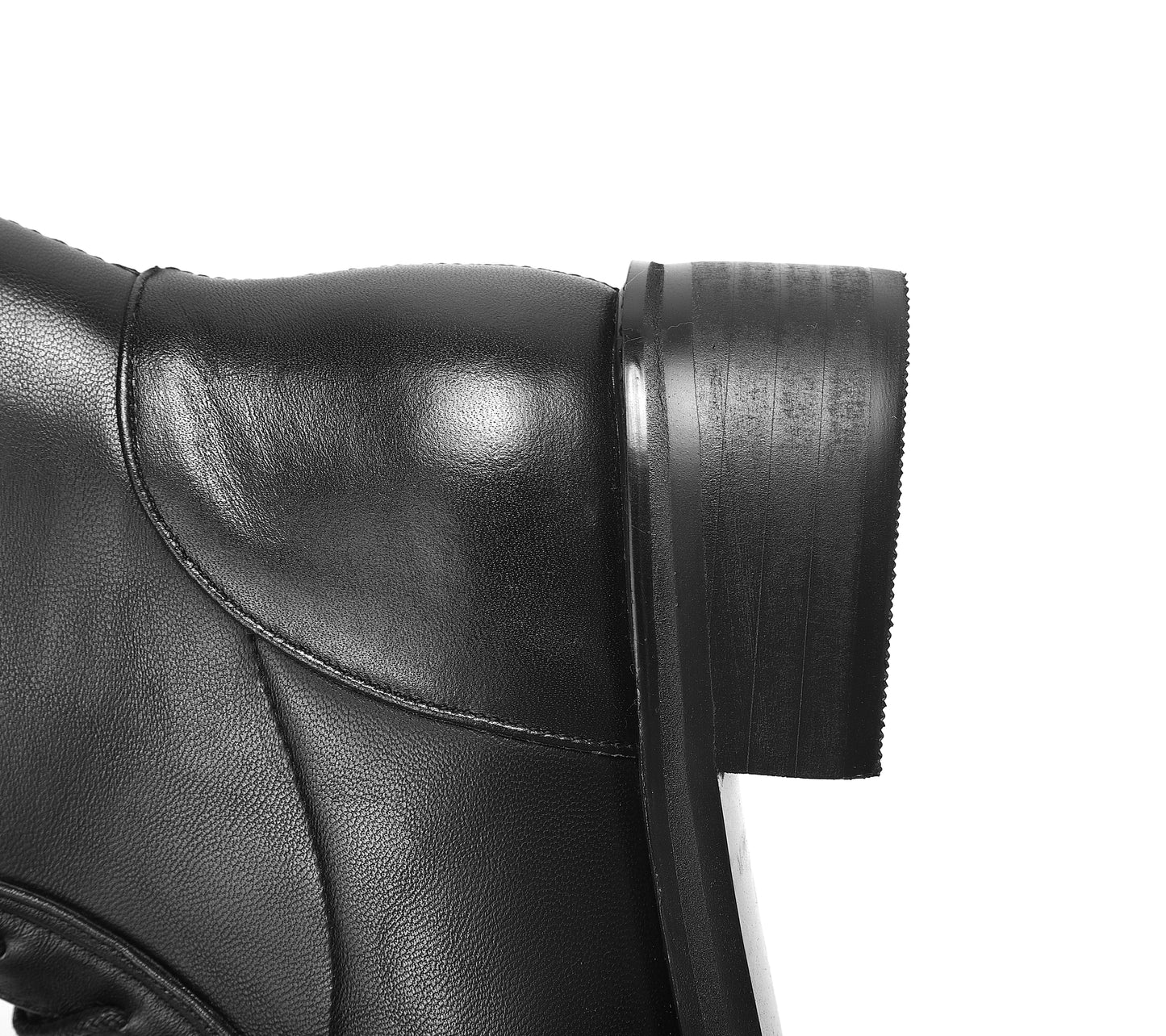 Nine Seven Women's Round Toe Genuine Leather Handmade Selftie Low Chunky Heel Cool Knee High Boots