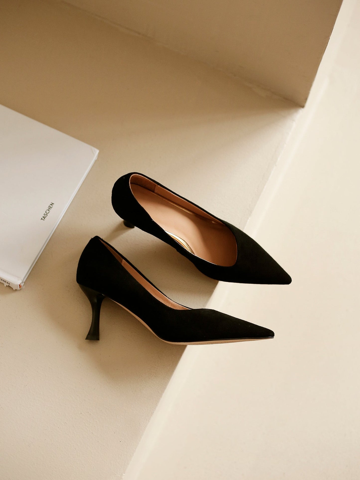 Nine Seven Handmade Suede Leather Women's Clear Pointed Toe Mid Heel Slip On Loafer Pumps