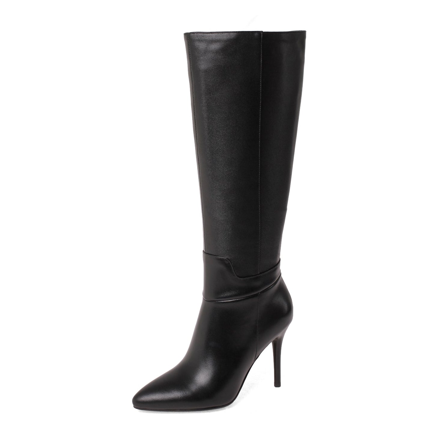 Nine Seven Genuine Leather Women's Pointed Toe Side Zip Handmade Stiletto High Heel Knee High Boots