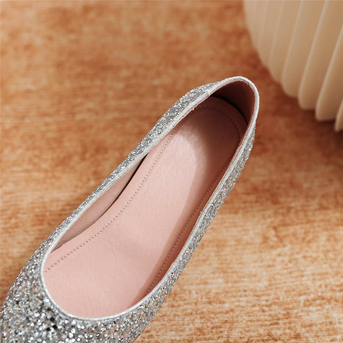 Nine Seven Handmade Women's Glitter Pointed Toe Slip On Flat Weeding Shoes