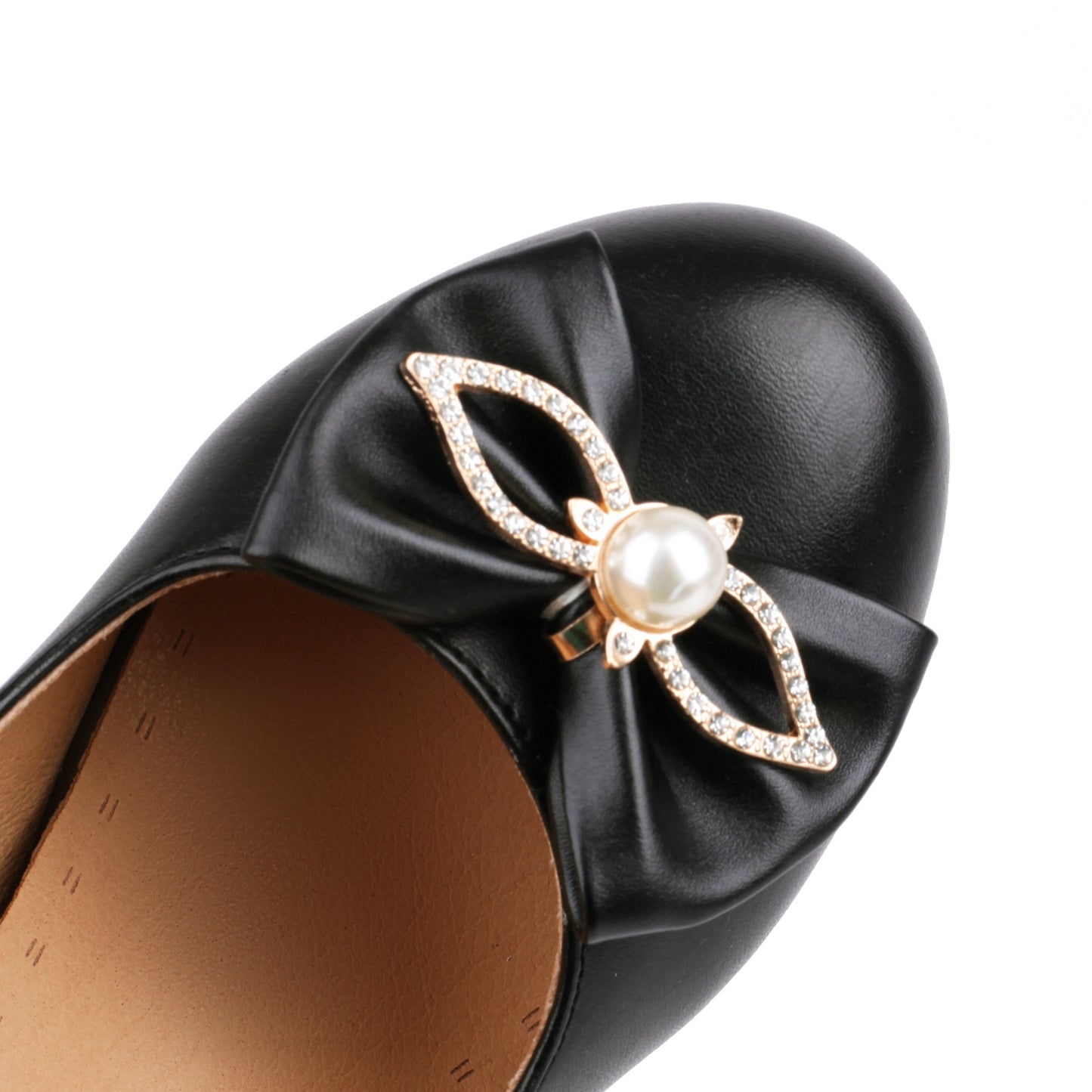 Nine Seven Women's Handmade Platform Pearl Bowtie Slip On High Heel Weeding Shoes