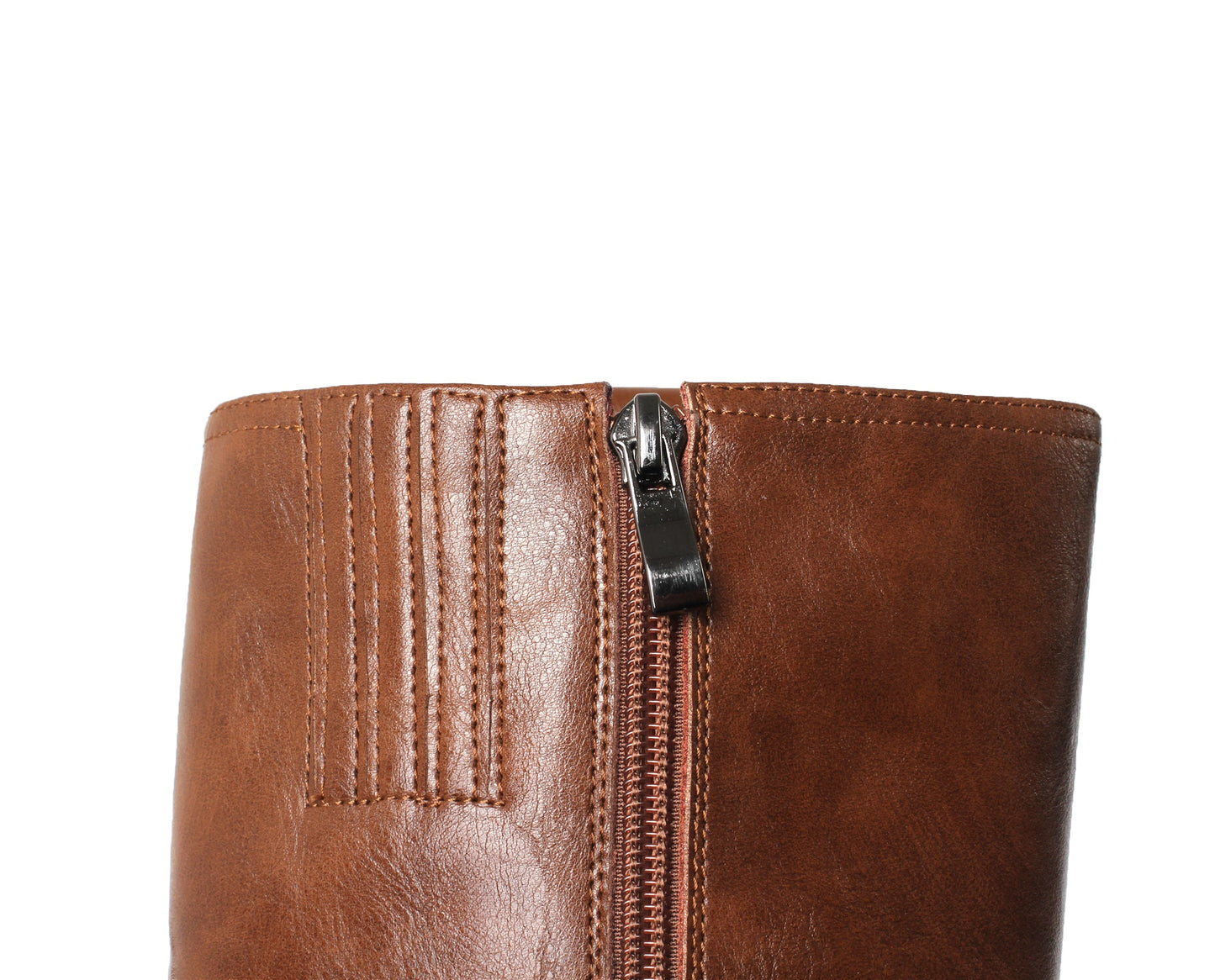 Nine Seven Women's Handmade Genuine Leather Round Toe Low Block Heel Side Zip Up Western Style Knee High Riding Boots