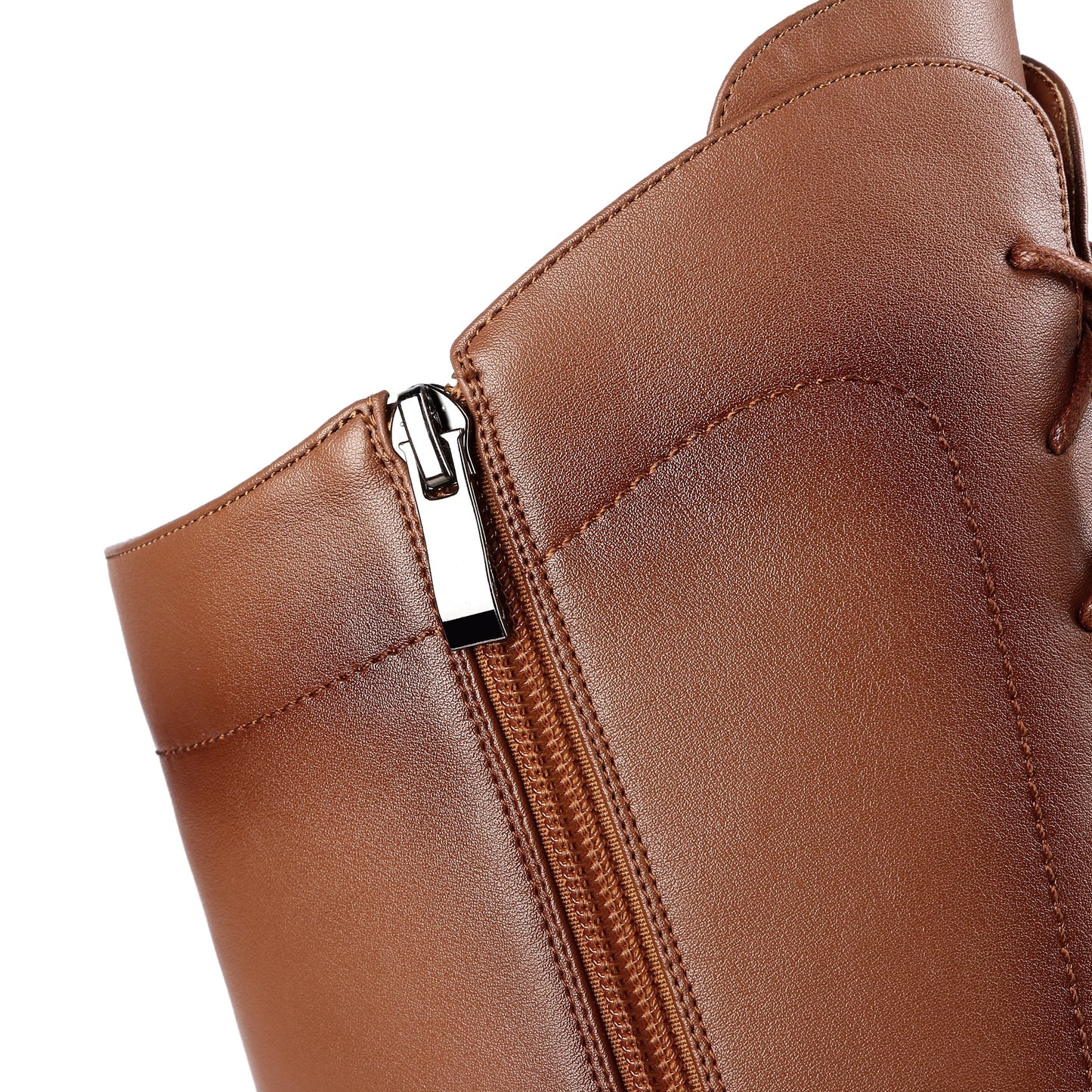 Nine Seven Women's Genuine Leather Pointed Toe Sylish Sleftie Handmade Side Zipper Mid Chunky Heel Knee High Boots