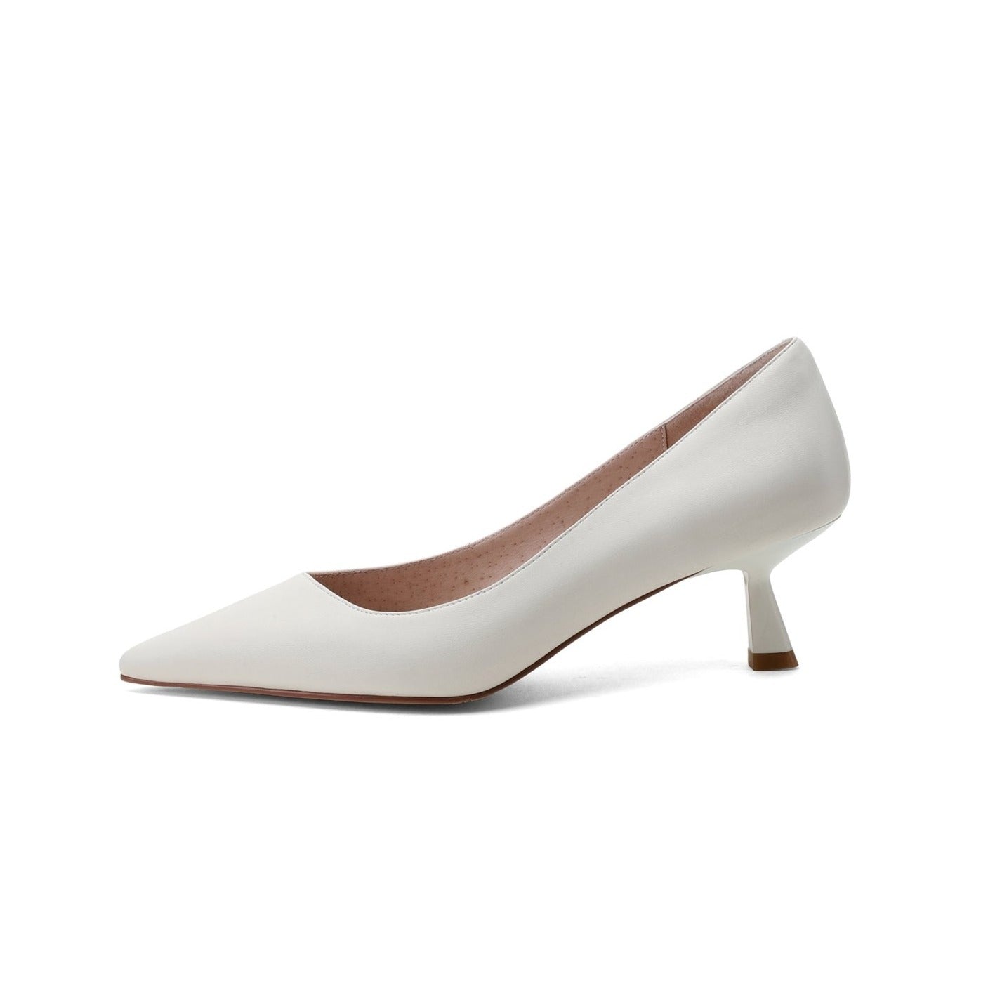 Nine Seven Handmade Genuine Leather Women's Low Heel Slip On Loafer Pumps with Pointy Toe