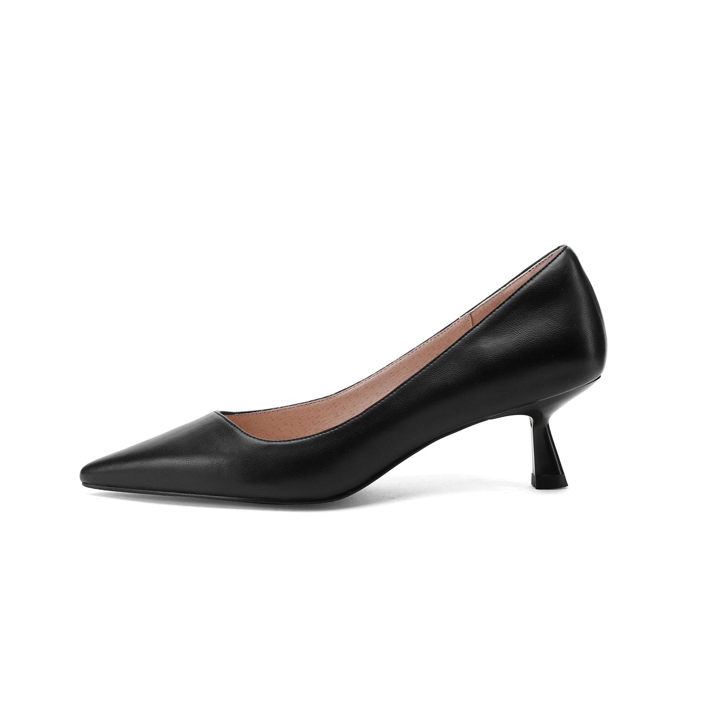 Nine Seven Handmade Genuine Leather Women's Low Heel Slip On Loafer Pumps with Pointy Toe