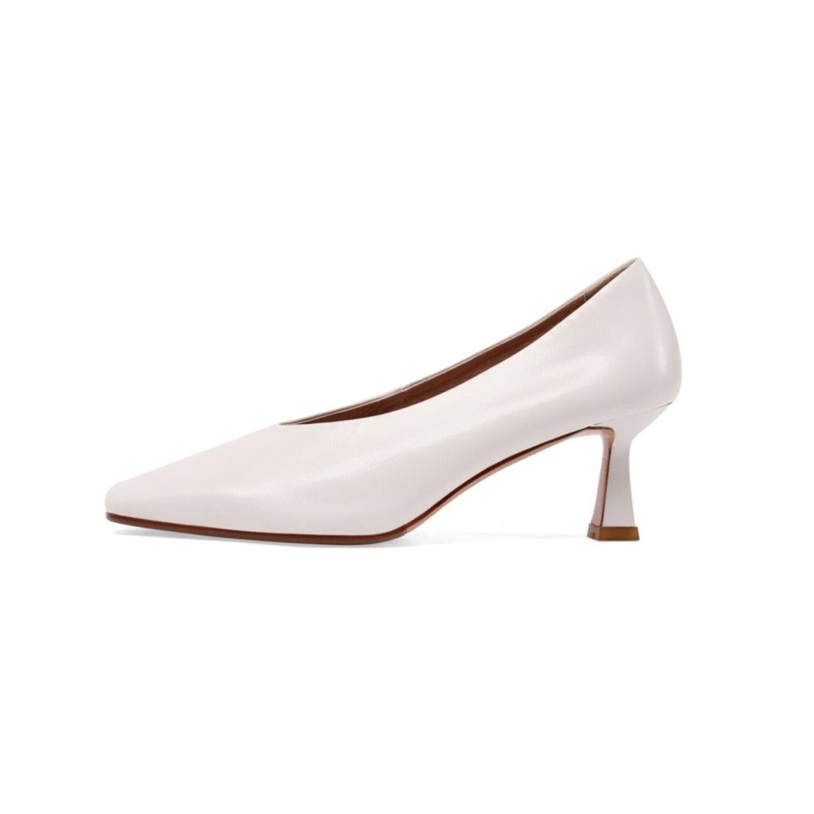 Nine Seven Women's Handmade Genuine Leather Square Toe Stiletto Mid Heels Slip On Stylish Pumps Shoes