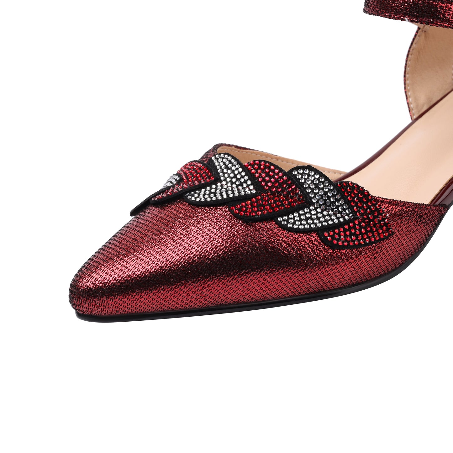 Nine Seven Women's Genuine Leather Handmade Pointed Toe Low Chunky Heel Casual Sandals