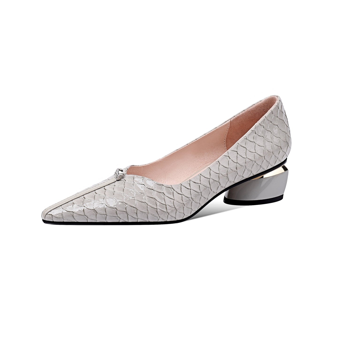 Nine Seven Women's Handmade Genuine Leather Pointed Toe Comfort Low Chunky Heel Loafer Shoes