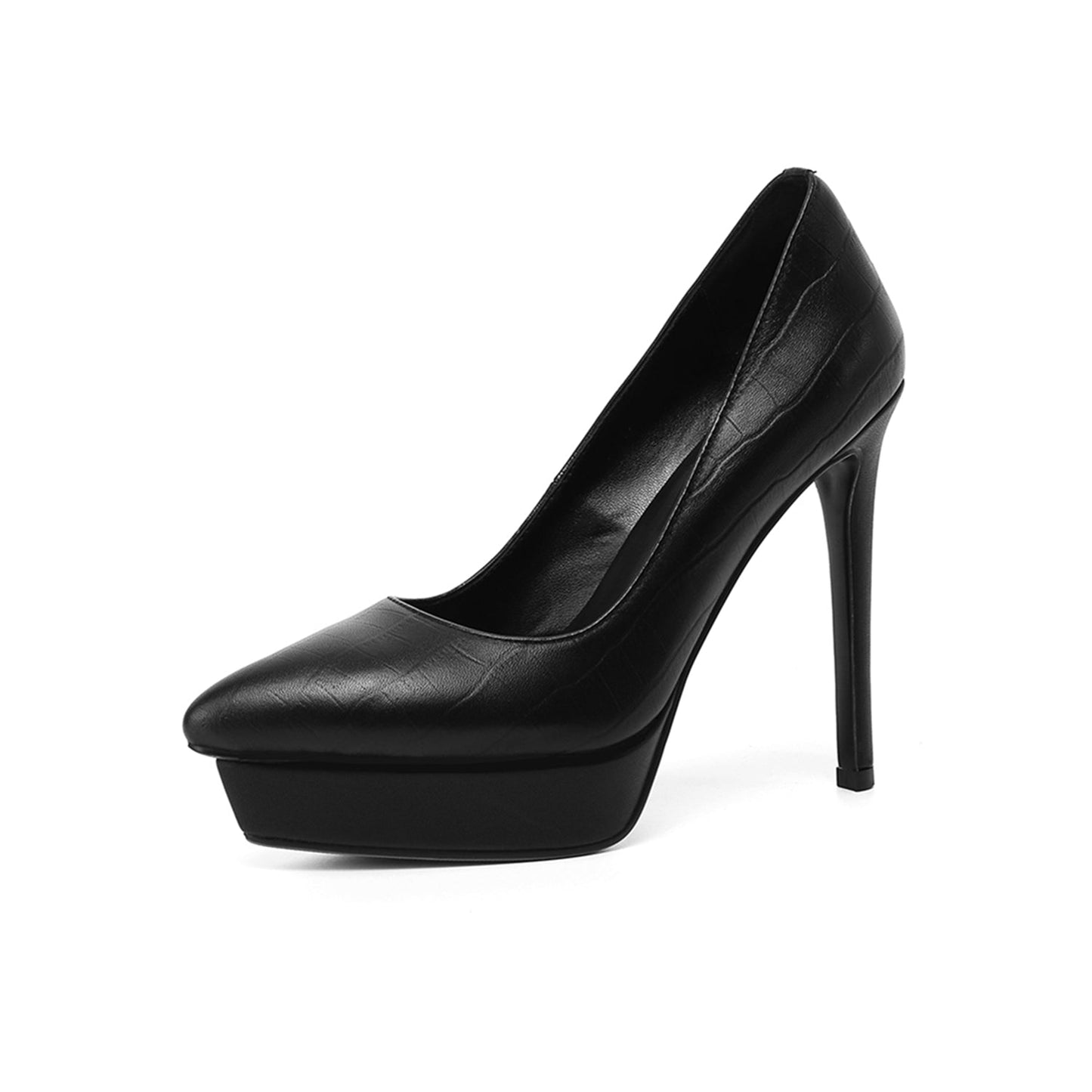 Nine Seven Women's Genuine Leather Pointed Toe Handmade Super High Stiletto Heels Trendy Pumps Shoes with Platform