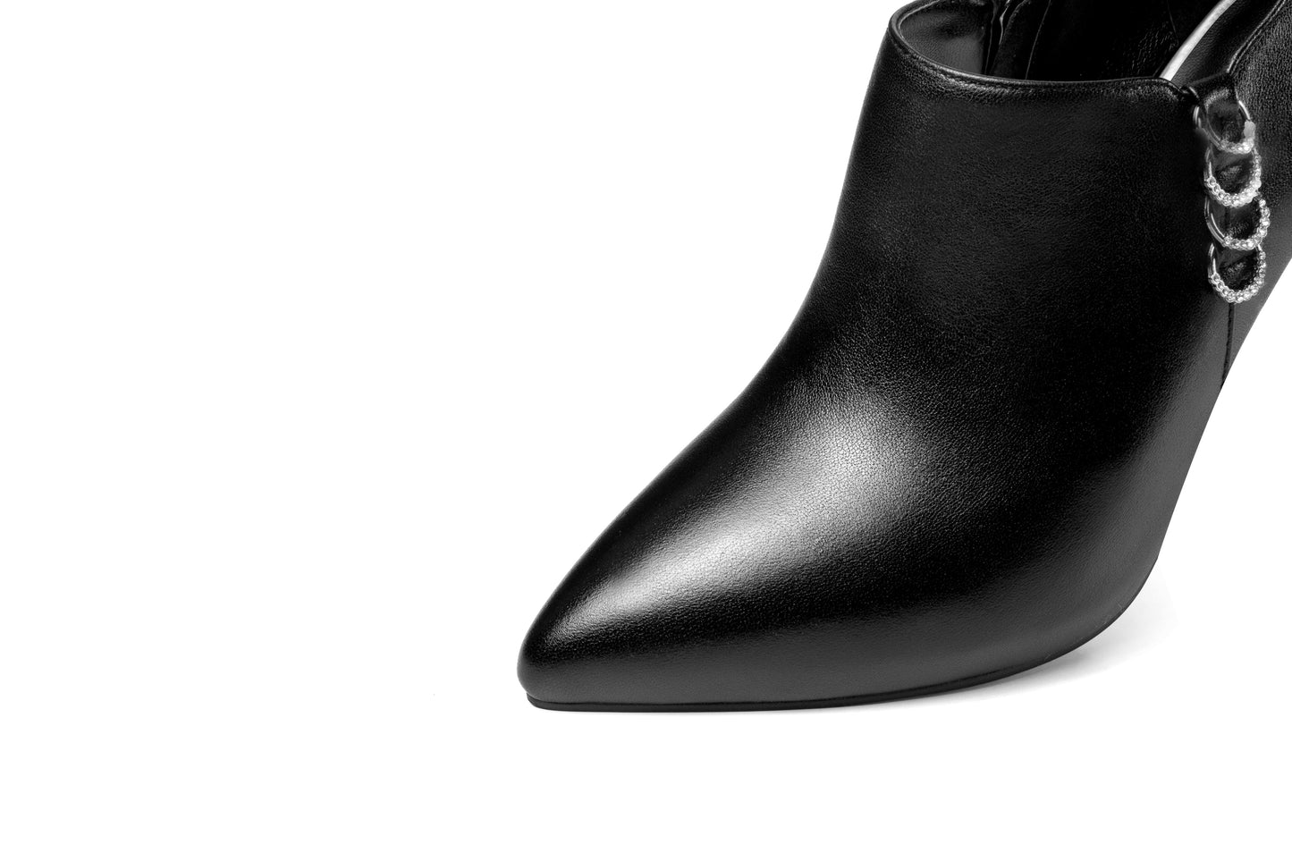 Nine Seven Women's Genuine Leather Pointed Toe Handmade Side Zipper Stiletto High Heels Elegant Pumps Shoes