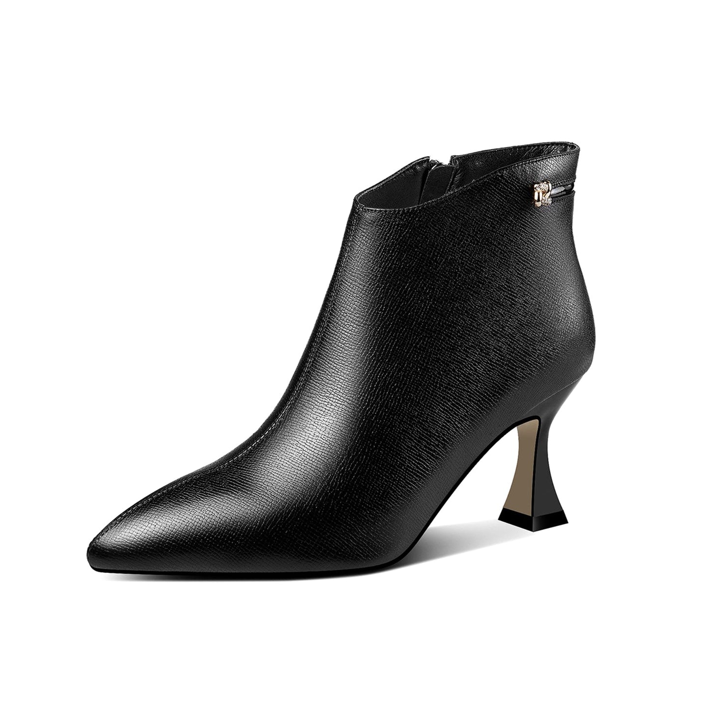 Nine Seven Women's Handmade Genuine Leather Side Zip Up High Heel Pointed Toe Ankle Dressy Booties