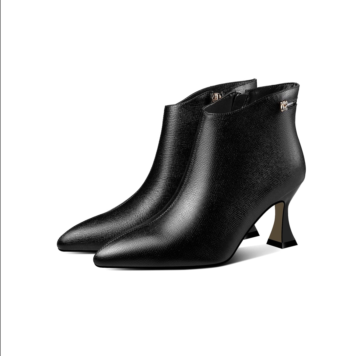 Nine Seven Women's Handmade Genuine Leather Side Zip Up High Heel Pointed Toe Ankle Dressy Booties