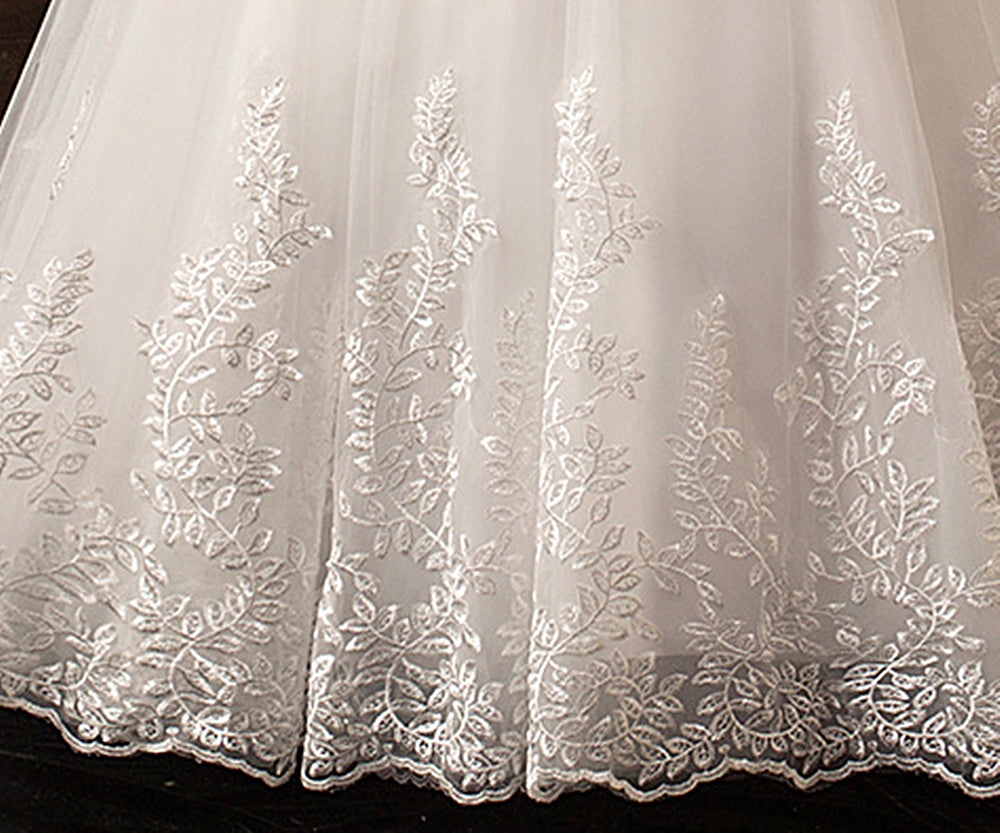 Nine Seven Bridal Dresses Jewel Neck Long Sleeve Appliques A-Line Wedding Dress