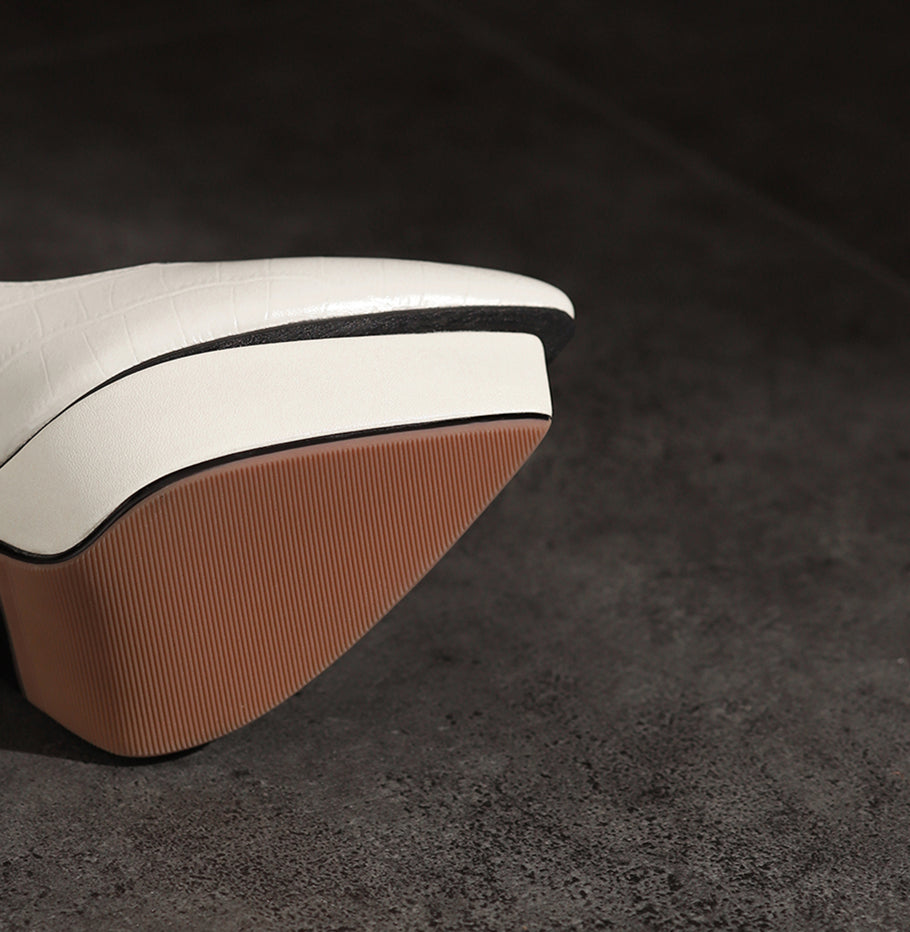 Nine Seven Women's Genuine Leather Pointed Toe Handmade Super High Stiletto Heels Trendy Pumps Shoes with Platform