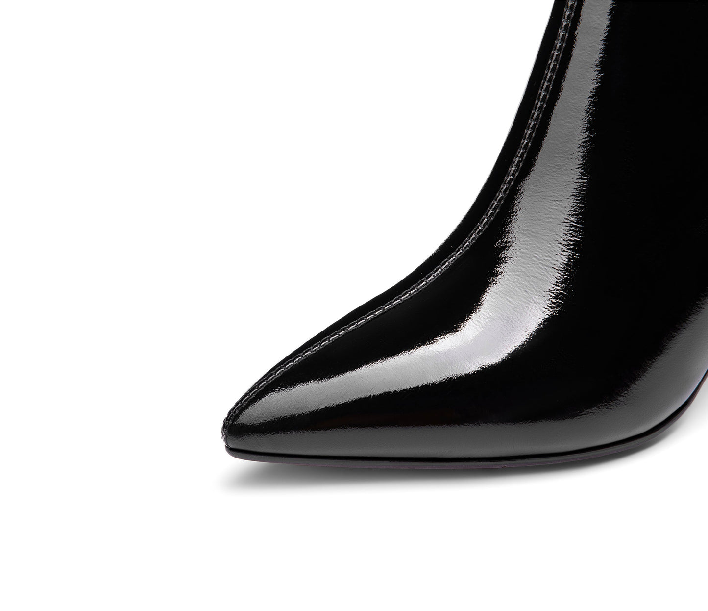 Nine Seven Women's Patent Leather Handmade Crystal Mid Chunky Heel Back Zipper Pointed Toe Plus-Size Ankle Boots With Glitter and Fur Pendant